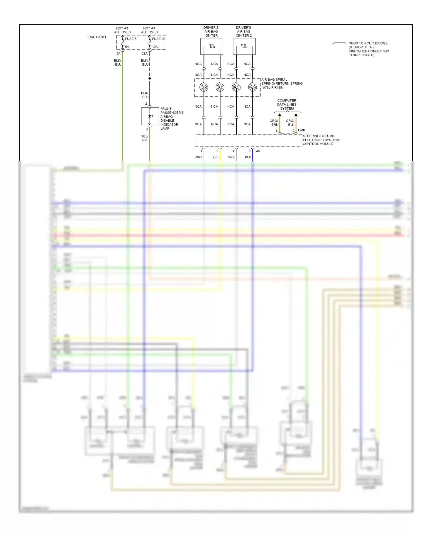 Audi A3 8P facelift (2004-2008) front passenger's airbag disable indicator lamp wiring diagram  (1 of 1)