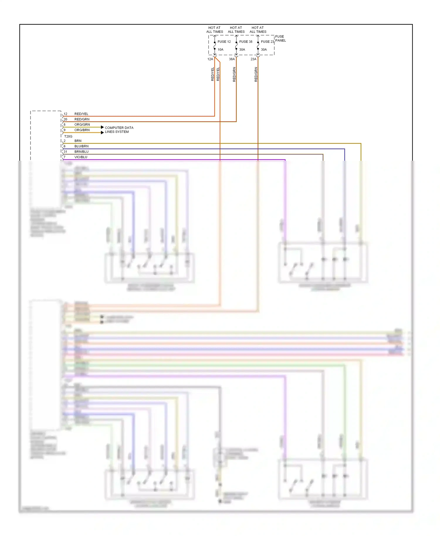 Audi A3 8P facelift (2004-2008) front passenger's door central locking lock unit wiring diagram  (1 of 2)