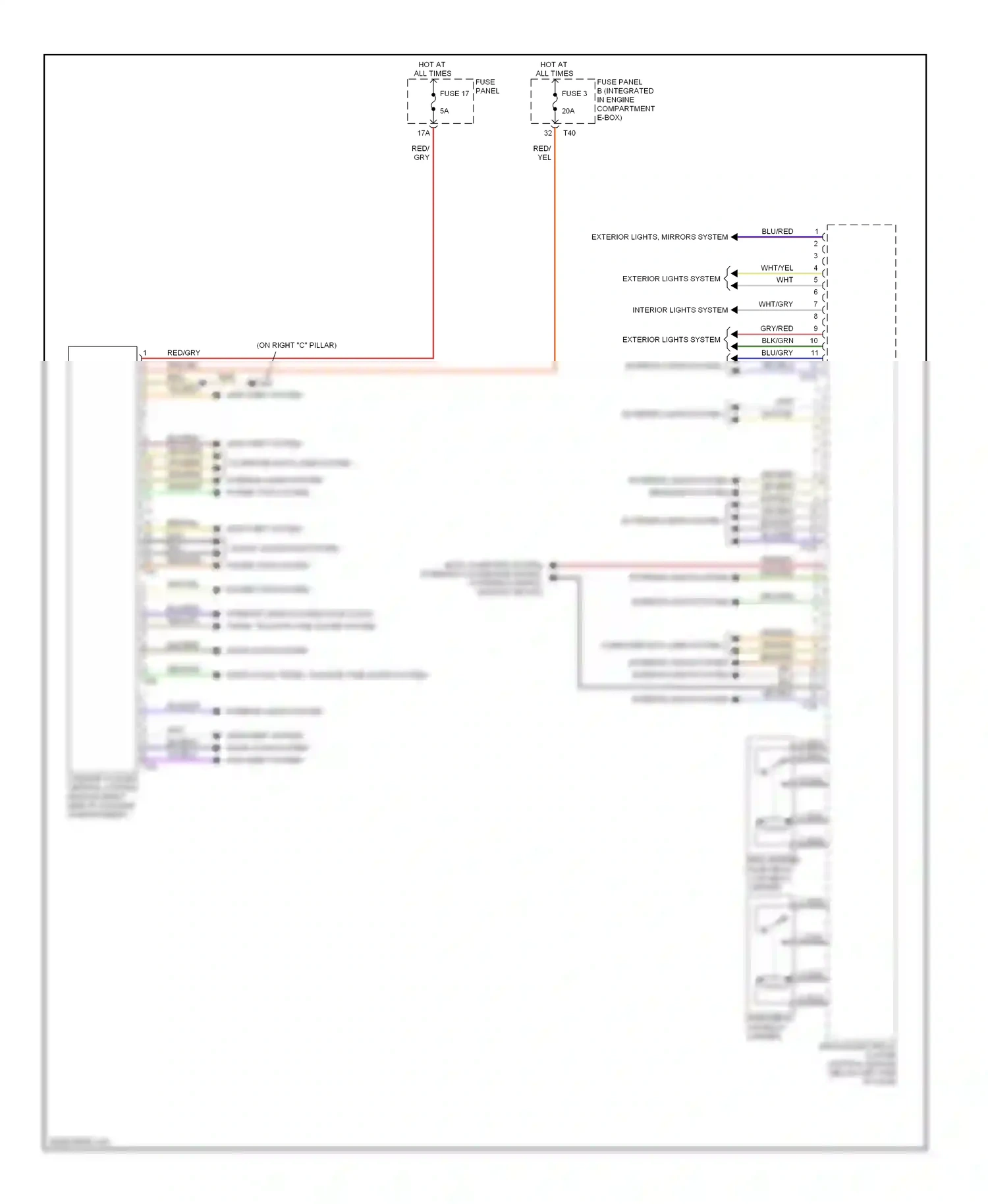 Audi A3 8P facelift (2004-2008) fuse panel b (integrated in engine compartment e-box) wiring diagram  (2 of 19)