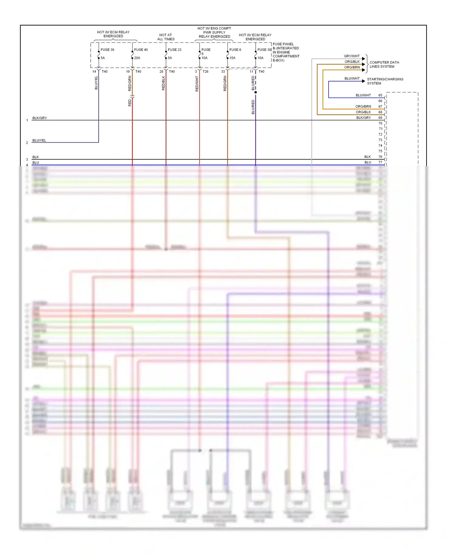 Audi A3 8P facelift (2004-2008) fuse panel b (integrated in engine compartment e-box) wiring diagram  (10 of 19)