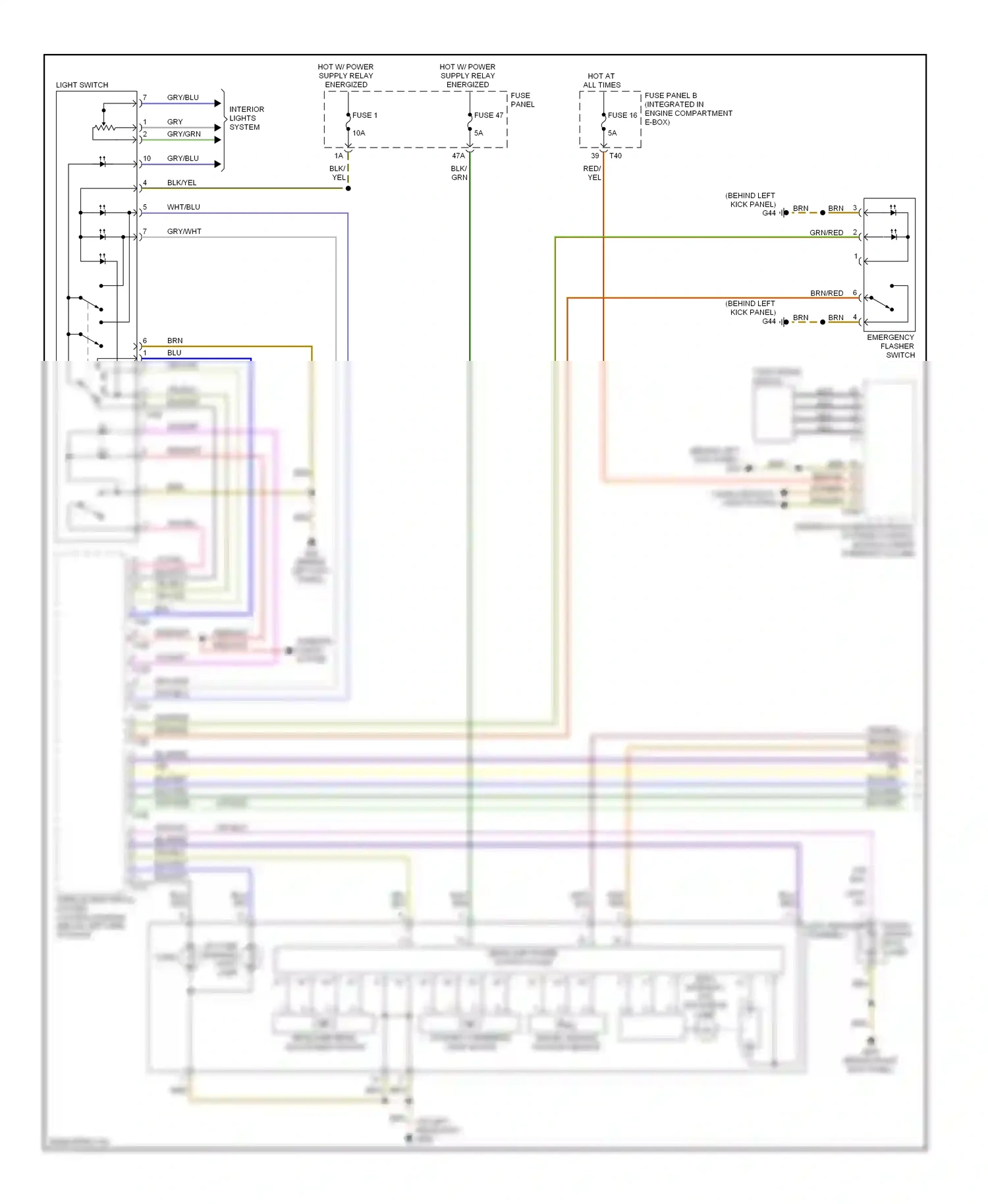Audi A3 8P facelift (2004-2008) fuse panel b (integrated in engine compartment e-box) wiring diagram  (5 of 19)
