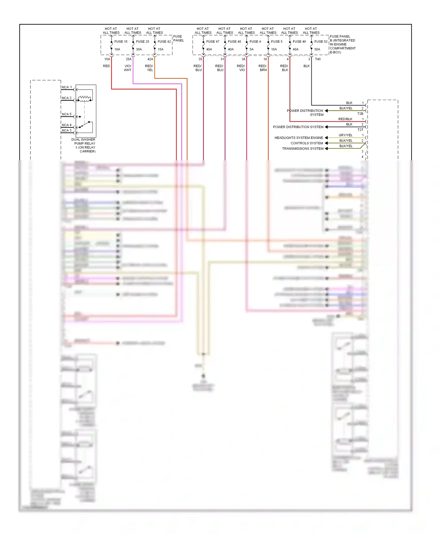 Audi A3 8P facelift (2004-2008) fuse panel b (integrated in engine compartment e-box) wiring diagram  (3 of 19)