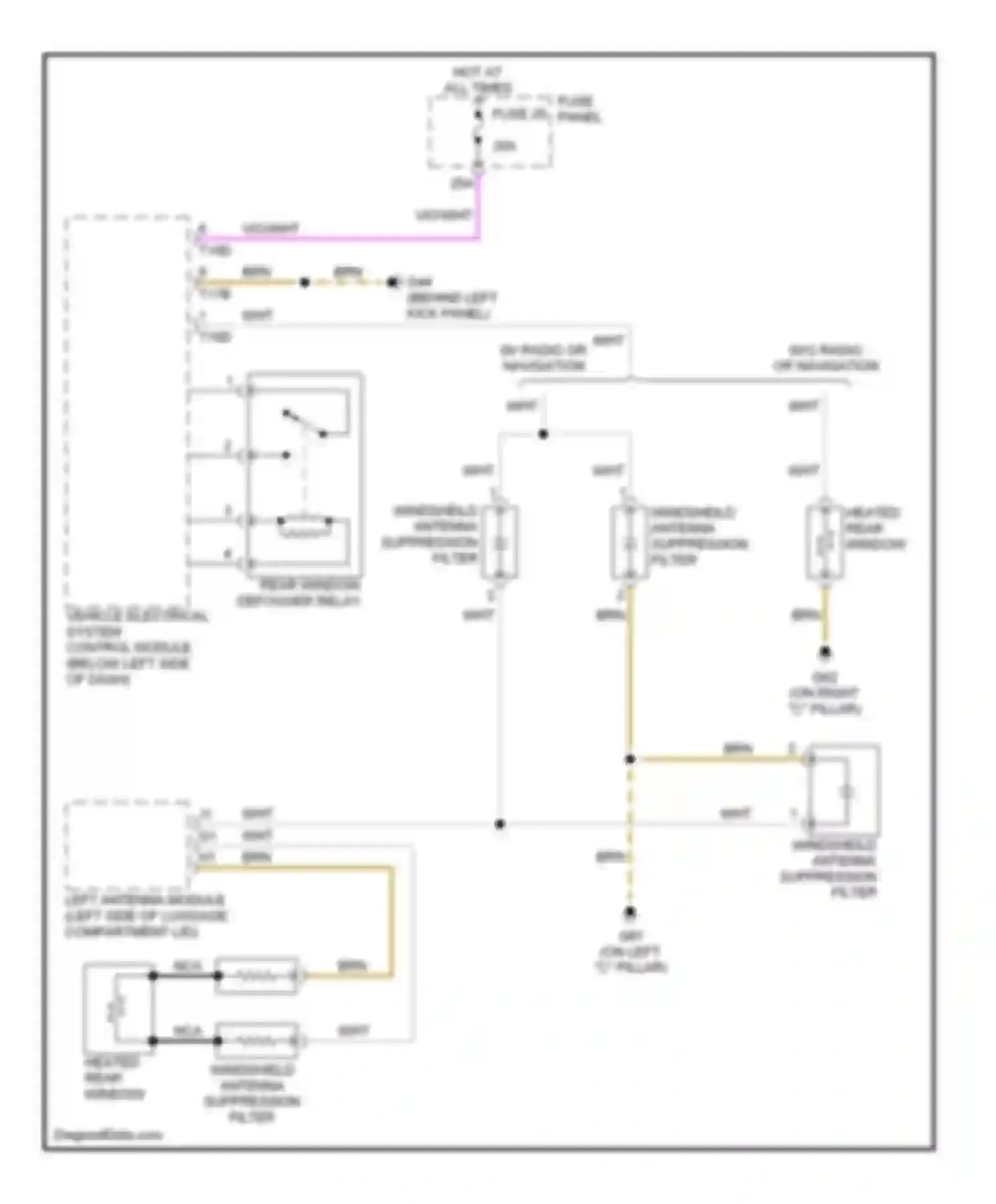 Wiring diagram heated rear window for Audi A3 8P facelift (2004-2008) (2 of 2)