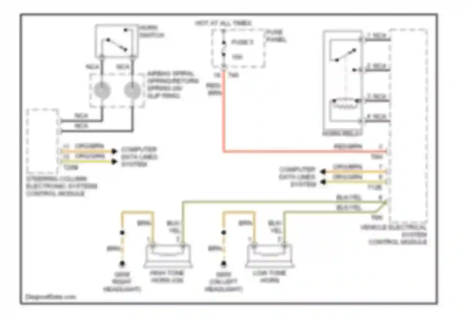 Wiring diagram steering column electronic systems control module for Audi A3 8P facelift (2004-2008)