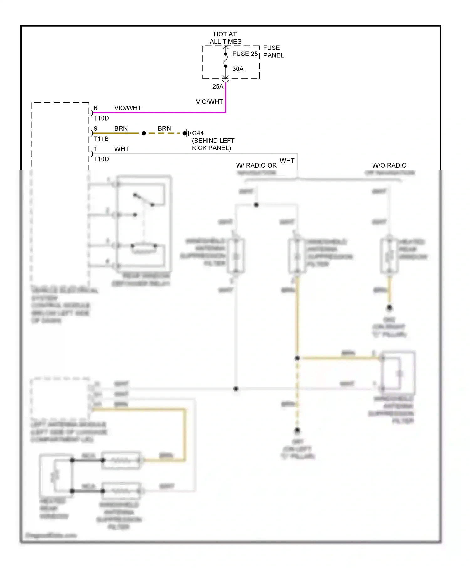 Audi A3 8P facelift (2004-2008) rear window defogger relay wiring diagram  (1 of 1)