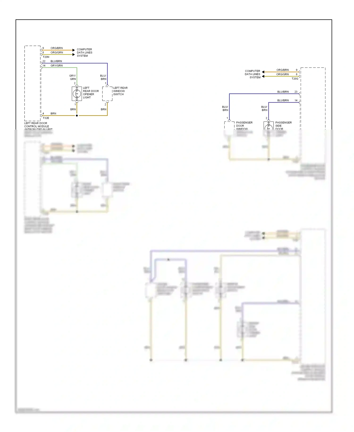 Audi A3 8P facelift (2004-2008) right rear window switch wiring diagram  (1 of 1)