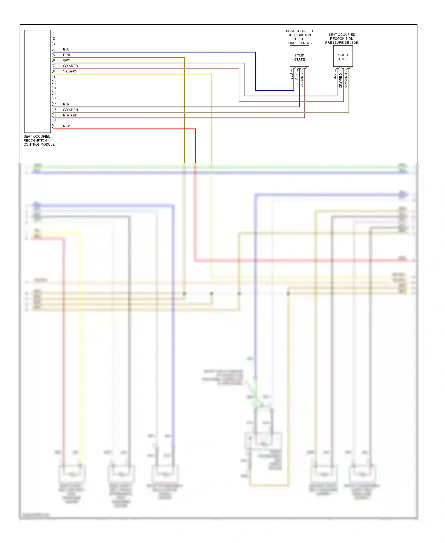 Audi A3 8P facelift (2004-2008) seat occupied recognition pressure sensor wiring diagram  (1 of 1)