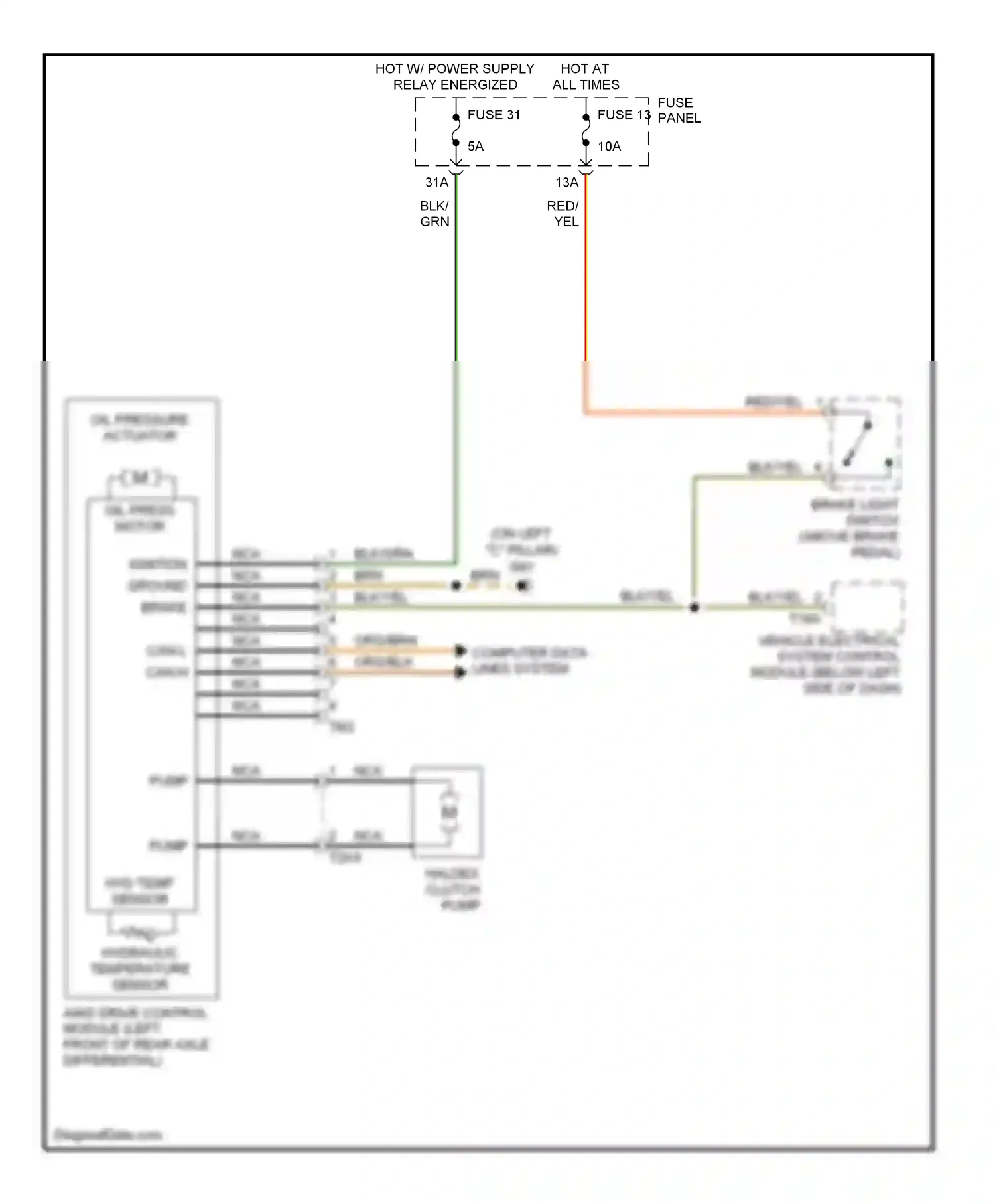 Audi A3 8P facelift (2004-2008) vehicle electrical system control module (below left side of dash) wiring diagram  (12 of 16)