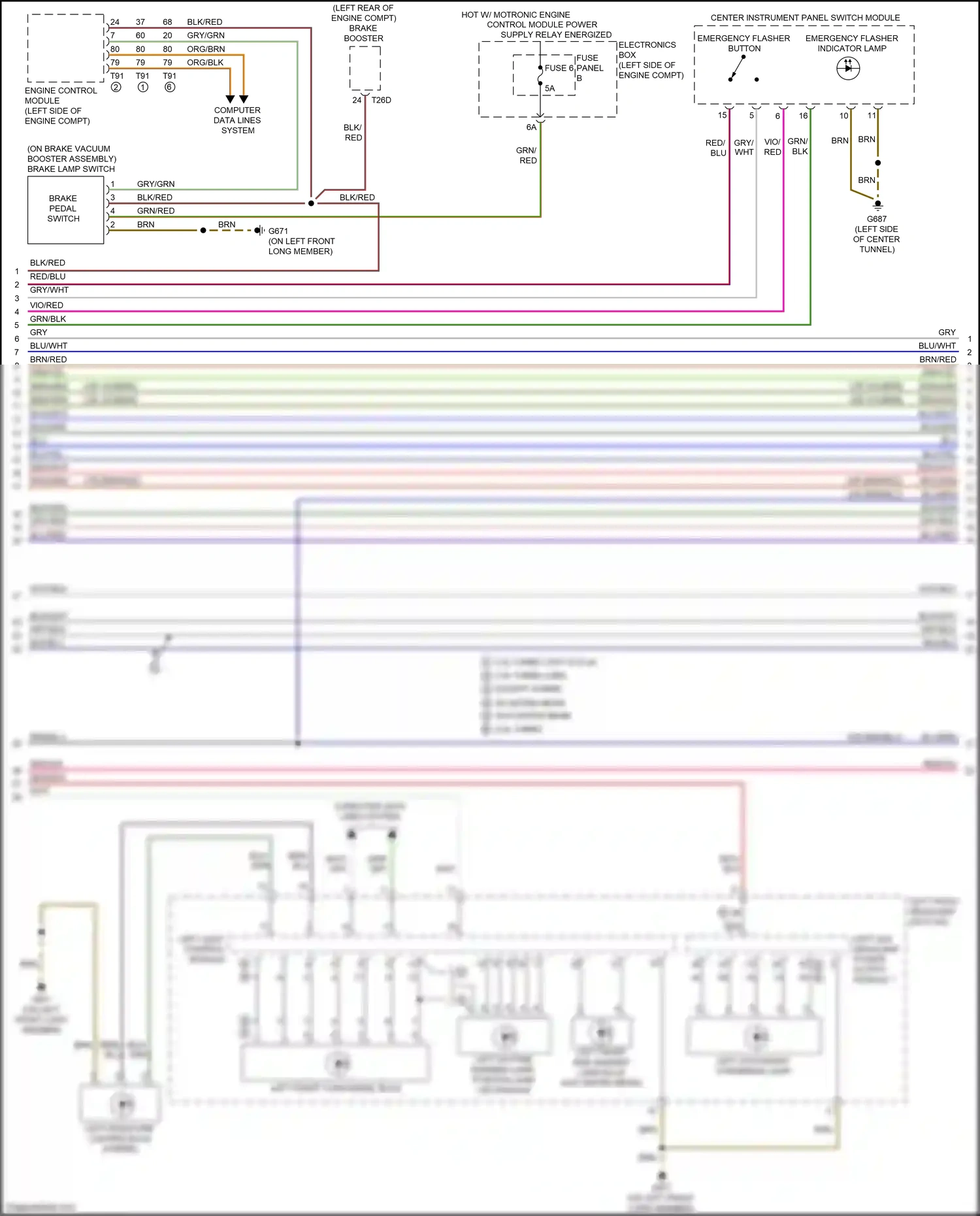 Wiring diagram emergency flasher button for Audi A3 8V facelift (2016-2020) (1 of 1)
