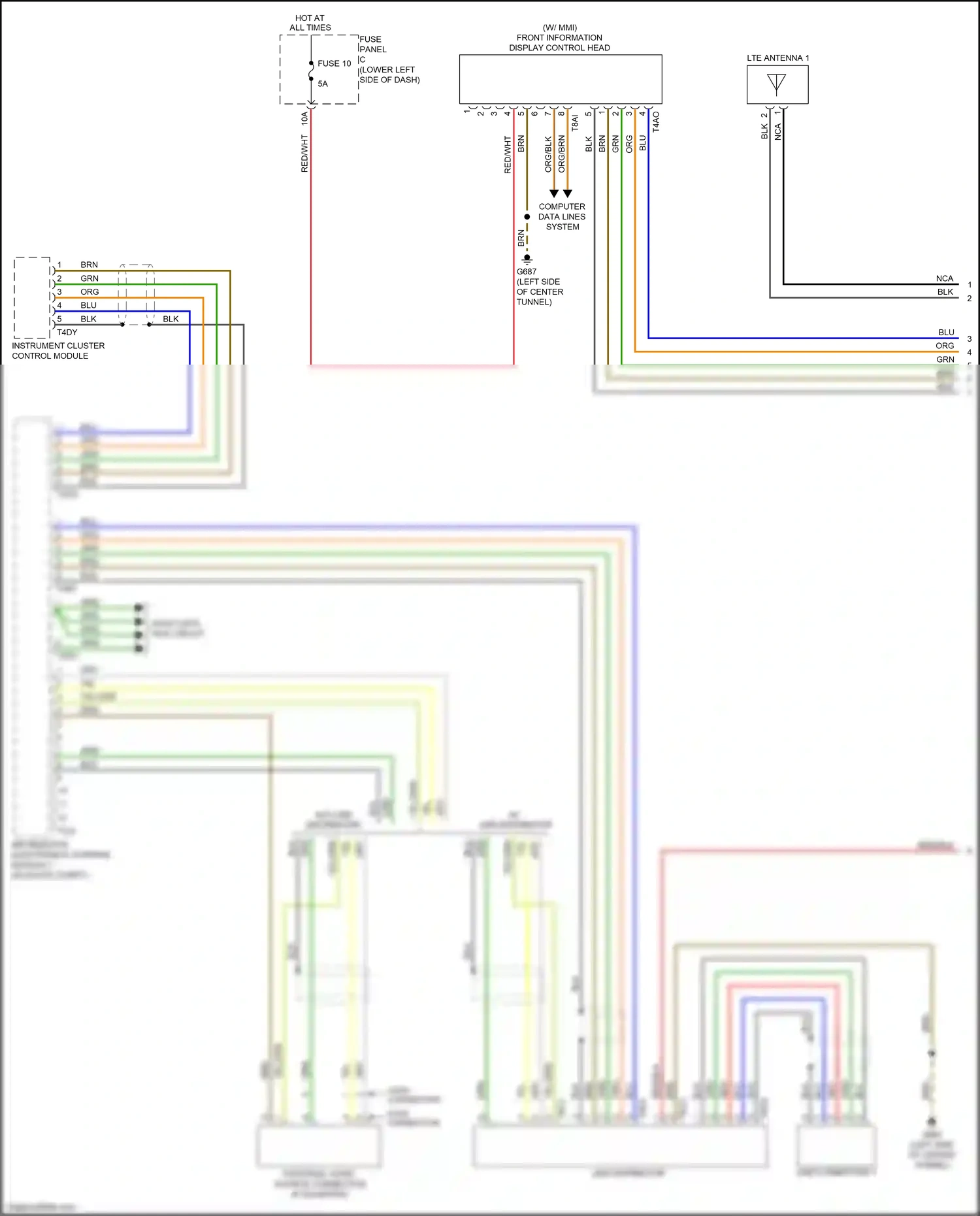 Wiring diagram most data bus circuit for Audi A3 8V facelift (2016-2020) (5 of 13)