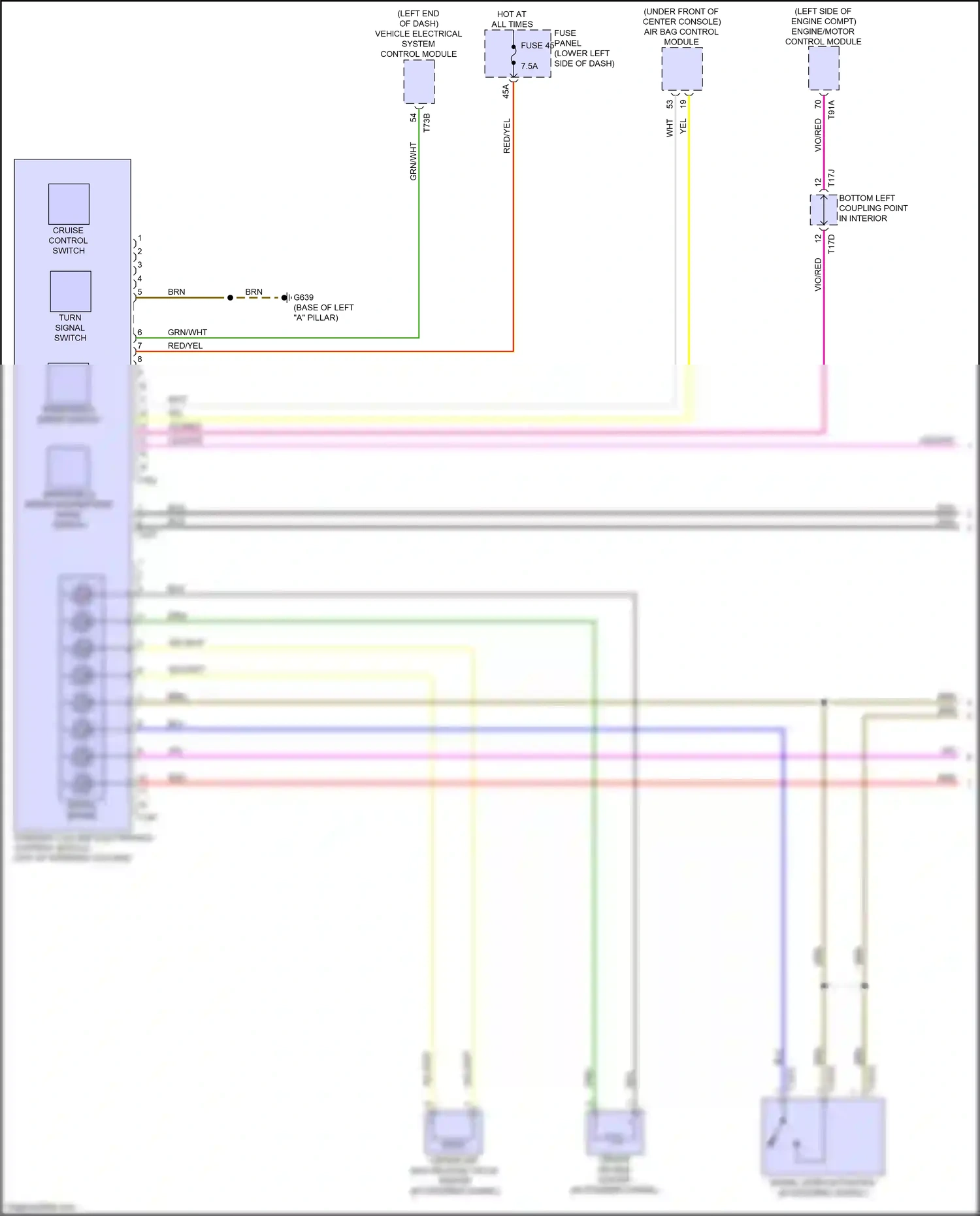 Audi A3 8Y (2020-2024) bottom left coupling point in interior wiring diagram  (28 of 38)