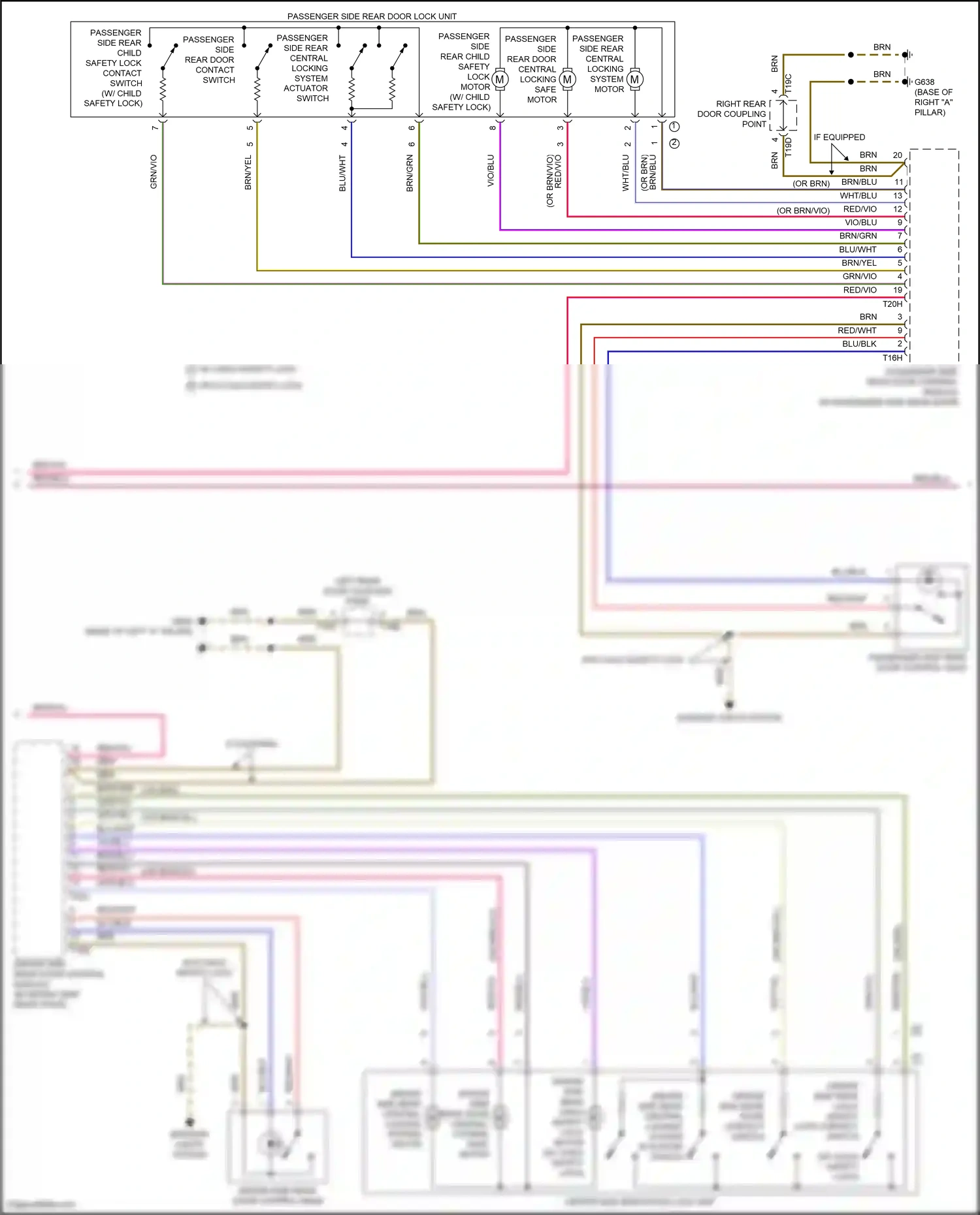 Audi A3 8Y (2020-2024) driver side rear central locking system motor wiring diagram  (1 of 4)