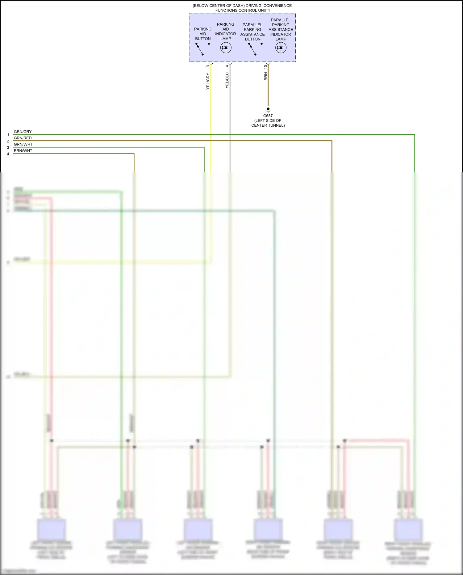Audi A3 8Y (2020-2024) left front parallel parking assistance sensor wiring diagram  (1 of 1)