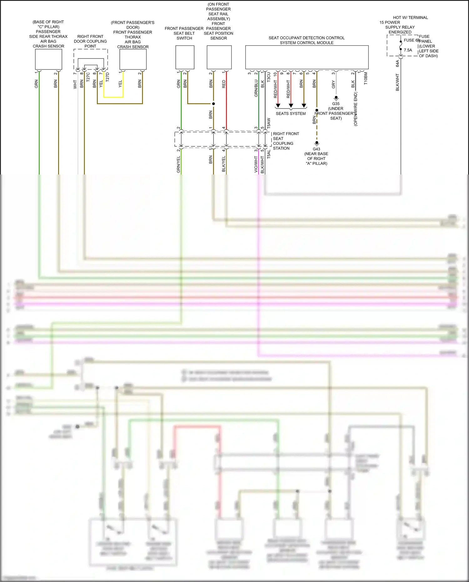 Audi A3 8Y (2020-2024) left rear seat coupling point wiring diagram  (1 of 1)