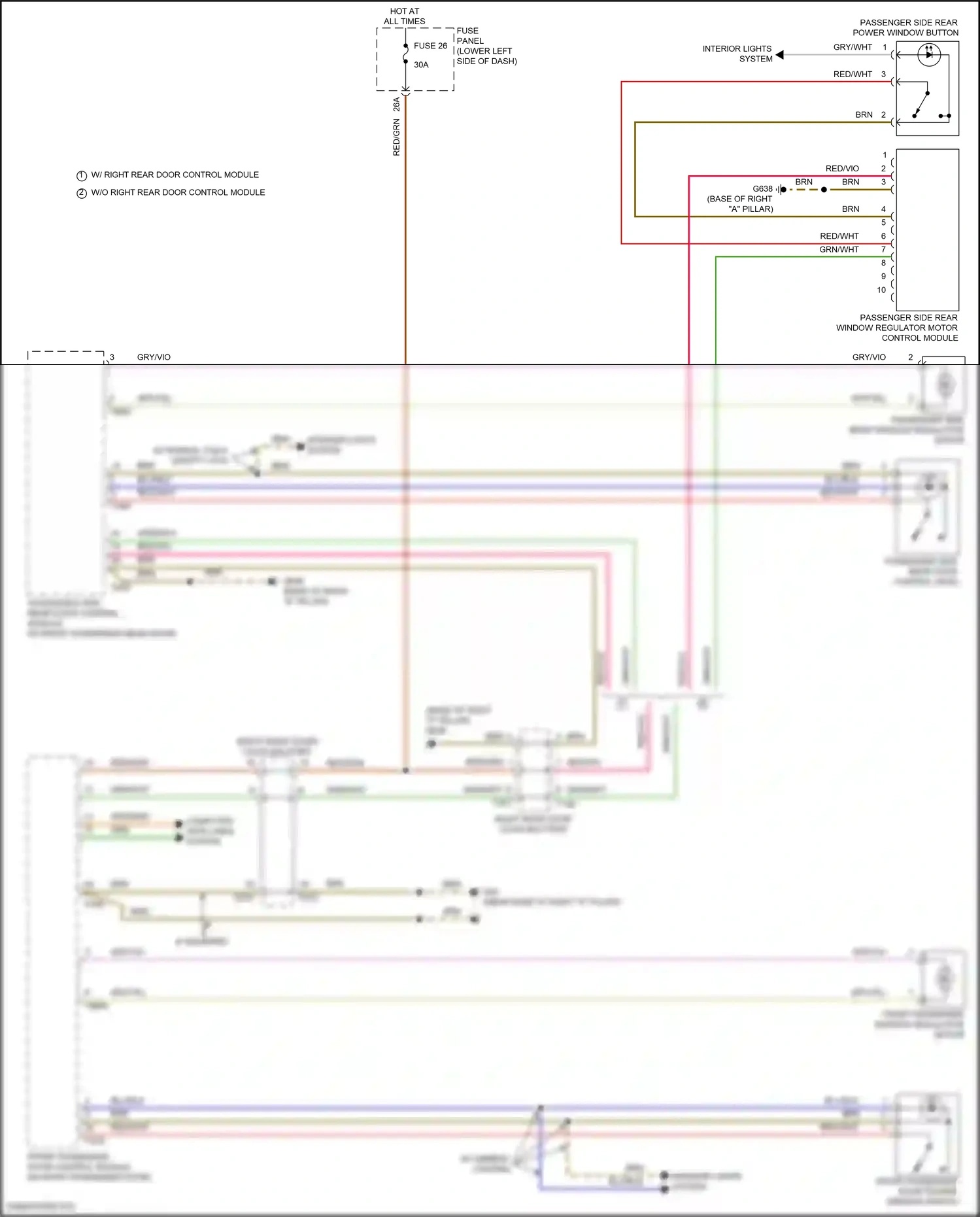 Audi A3 8Y (2020-2024) passenger side rear power window button wiring diagram  (3 of 3)