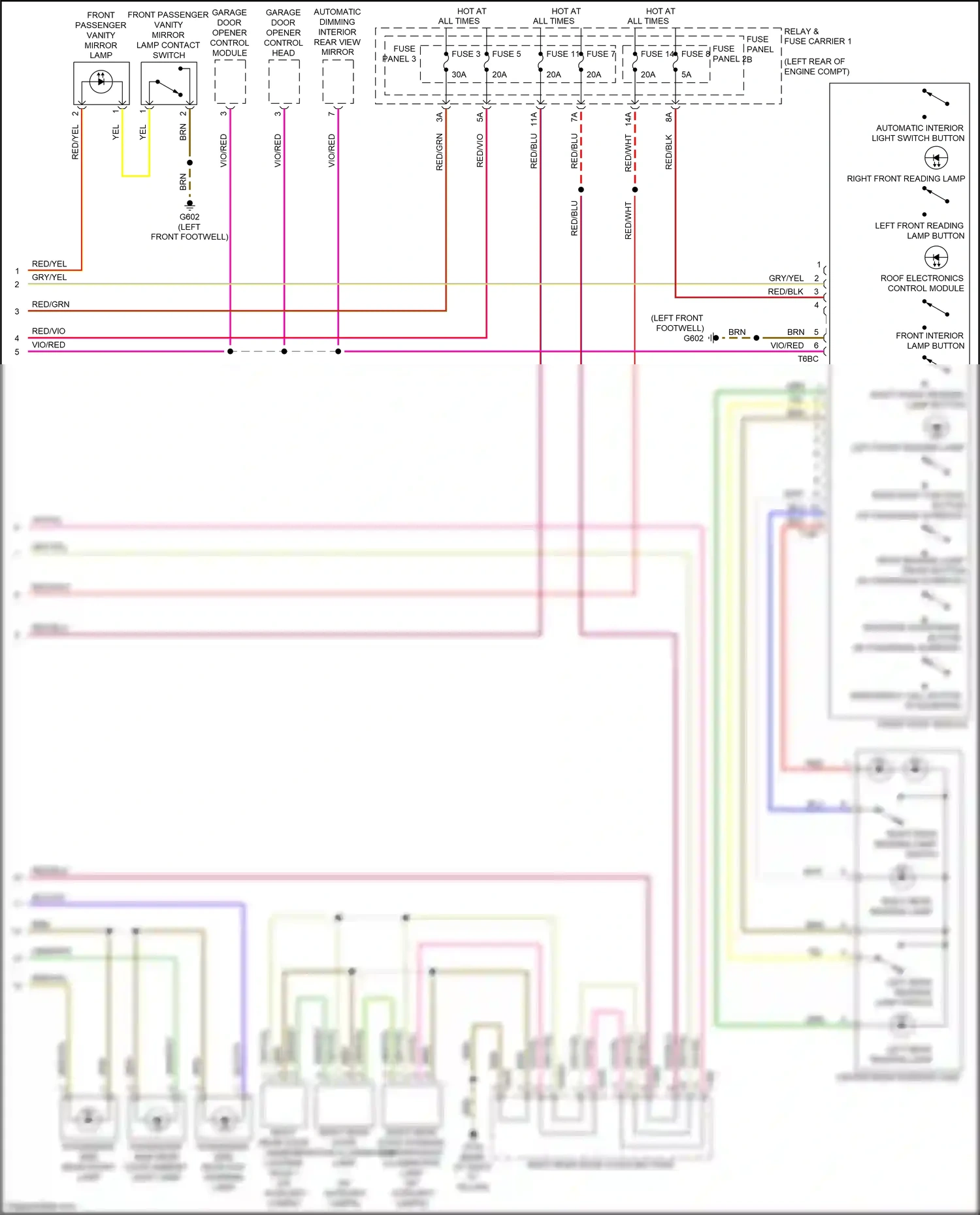 Audi A4 Allroad Quattro B9 (2016-2020) automatic interior light switch button wiring diagram  (1 of 1)