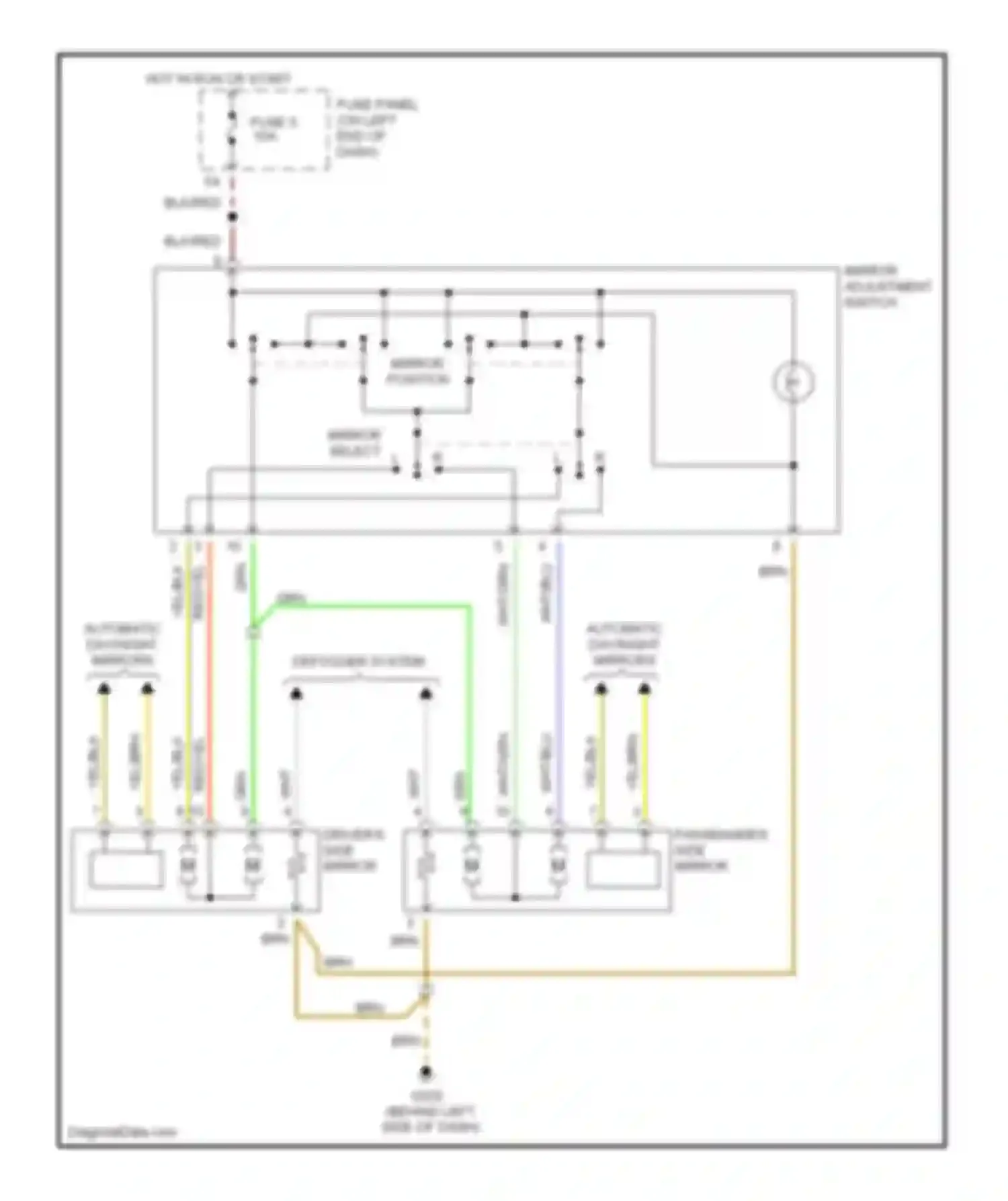 A4 Audi B5 facelift (1999-2001): Power mirror circuit