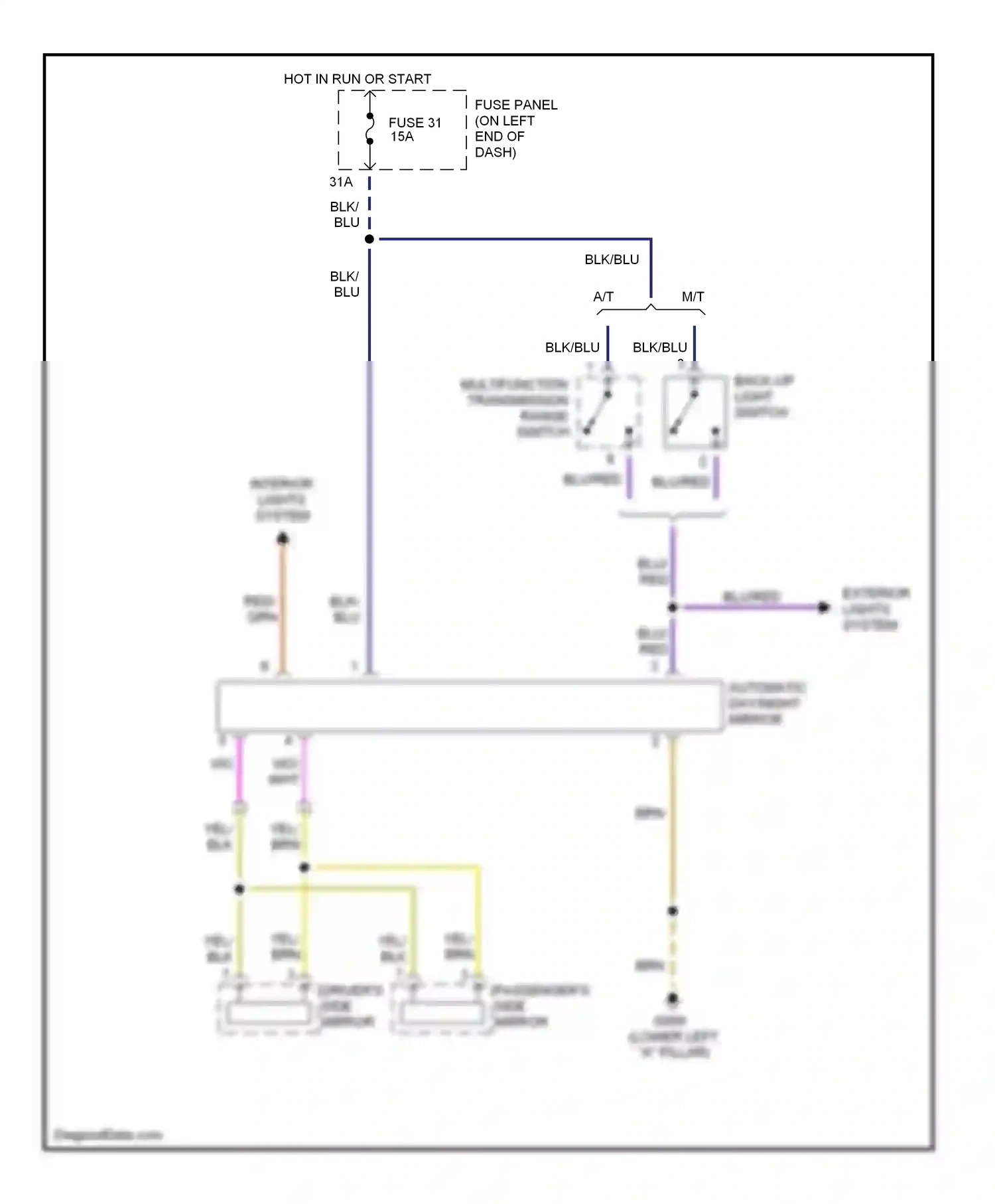 Wiring diagram back-up light switch for Audi A4 B5 facelift (1999-2001) (2 of 3)