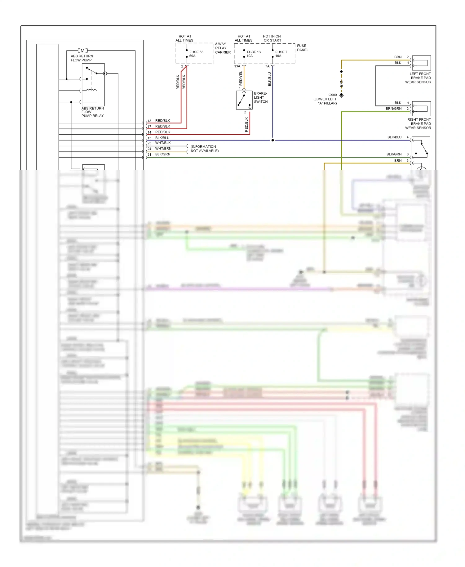 Audi A4 B5 facelift (1999-2001) (behind left dash) wiring diagram  (1 of 3)