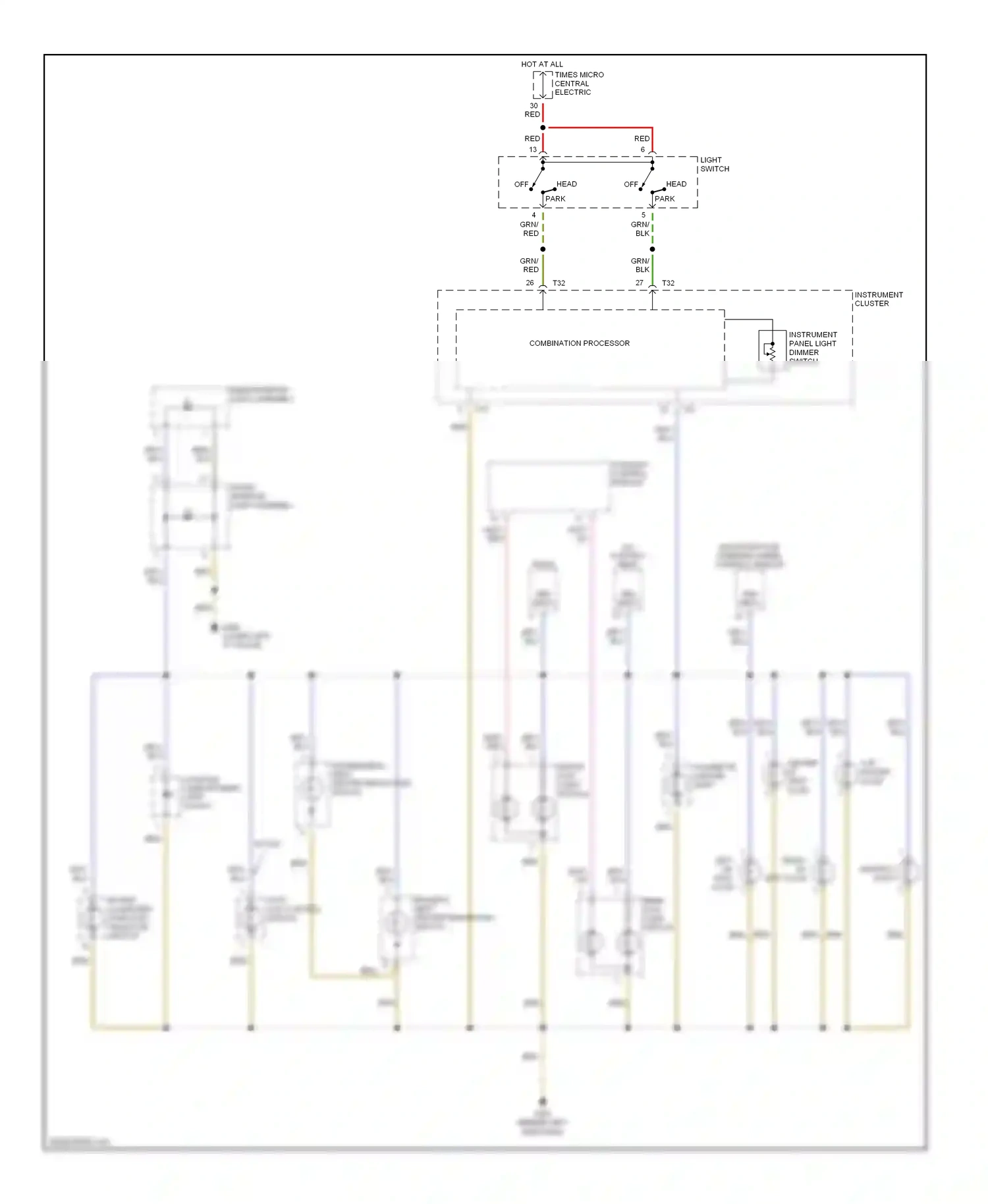 Wiring diagram board computer function selector switch for Audi A4 B5 facelift (1999-2001) (2 of 3)
