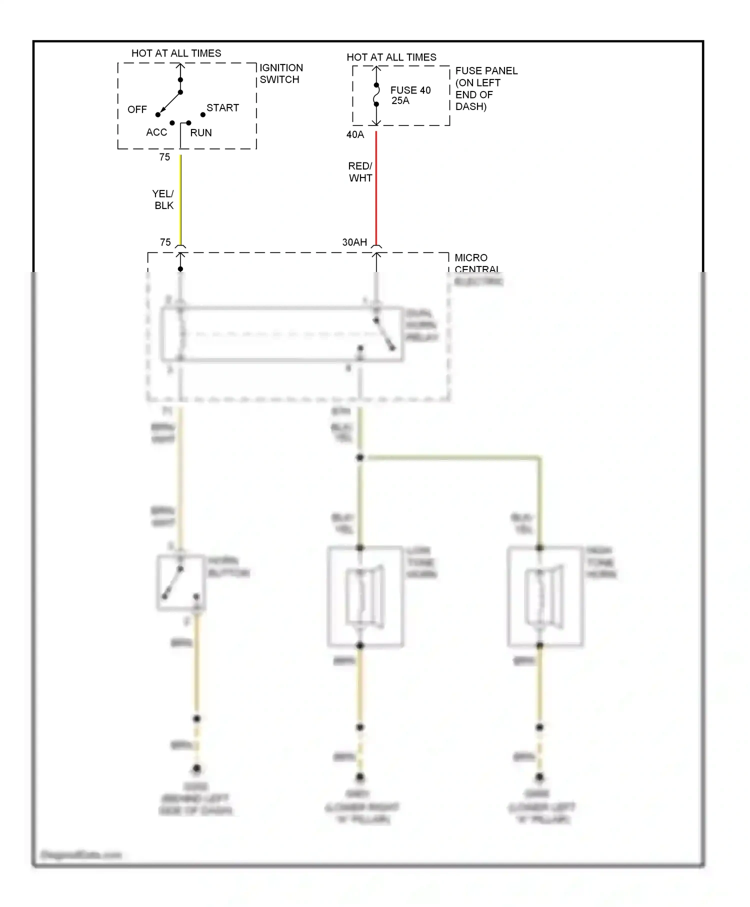 Wiring diagram horn button for Audi A4 B5 facelift (1999-2001) (1 of 1)