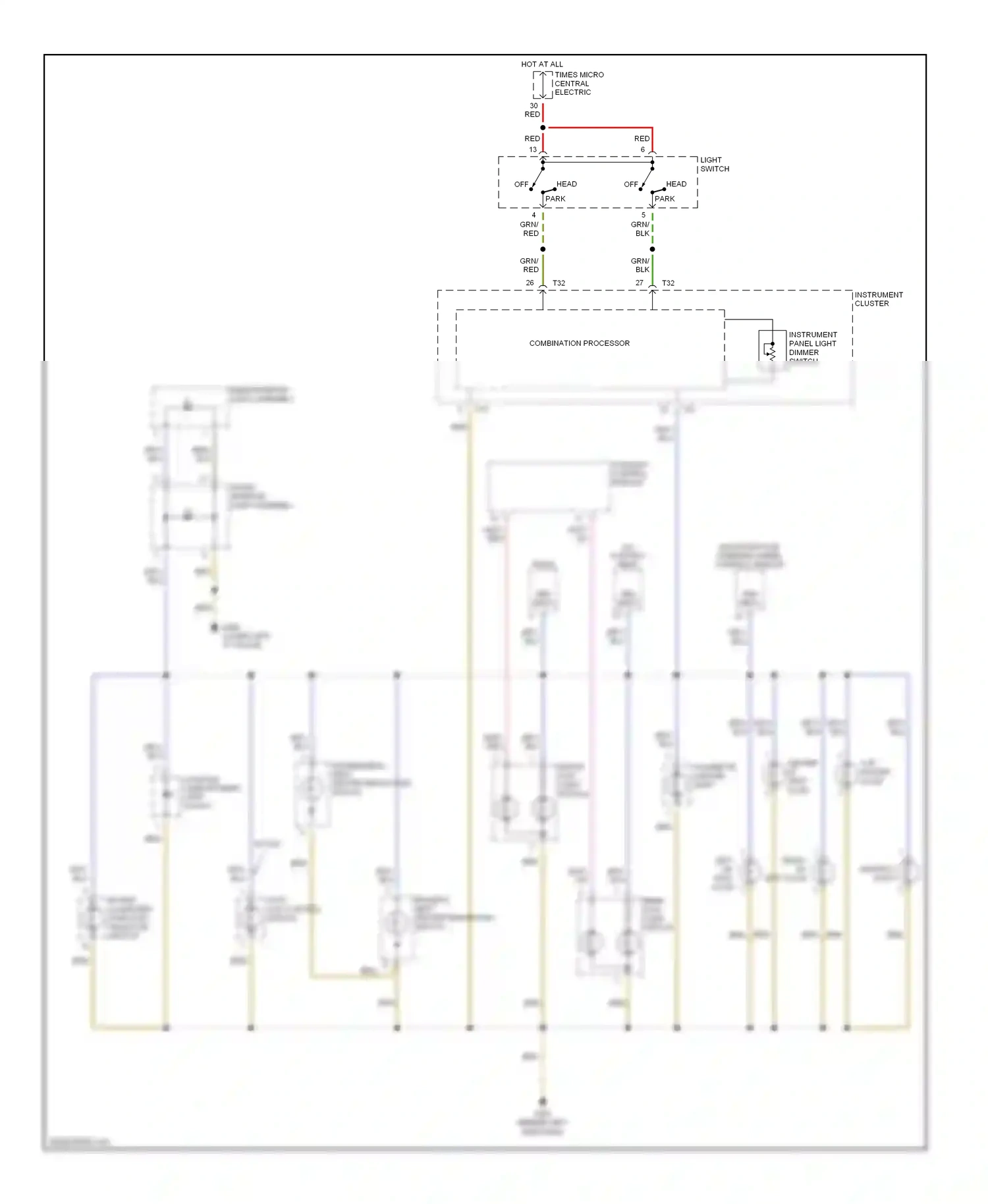 Wiring diagram instrument panel light dimmer switch for Audi A4 B5 facelift (1999-2001) (1 of 1)