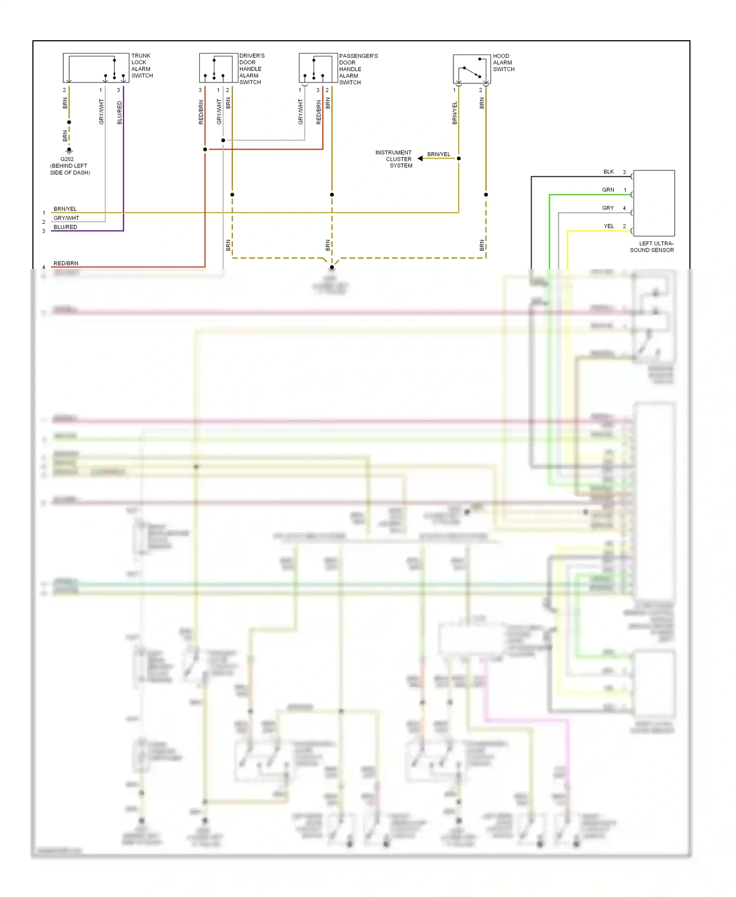 Wiring diagram left ultra- sound sensor for Audi A4 B5 facelift (1999-2001) (1 of 1)