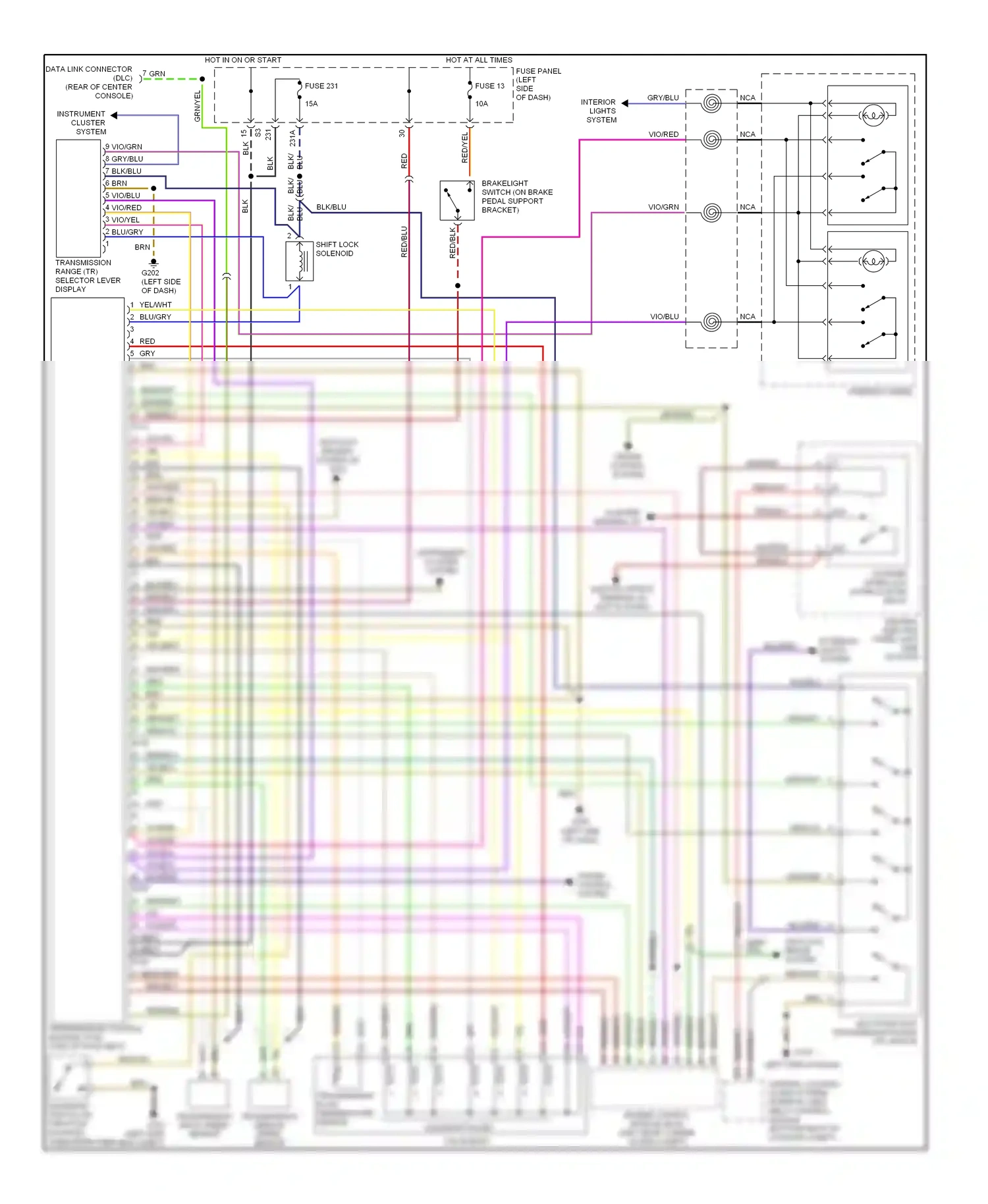 Audi A4 B5 facelift (1999-2001) multifunction transmission range (tr) switch wiring diagram  (1 of 1)