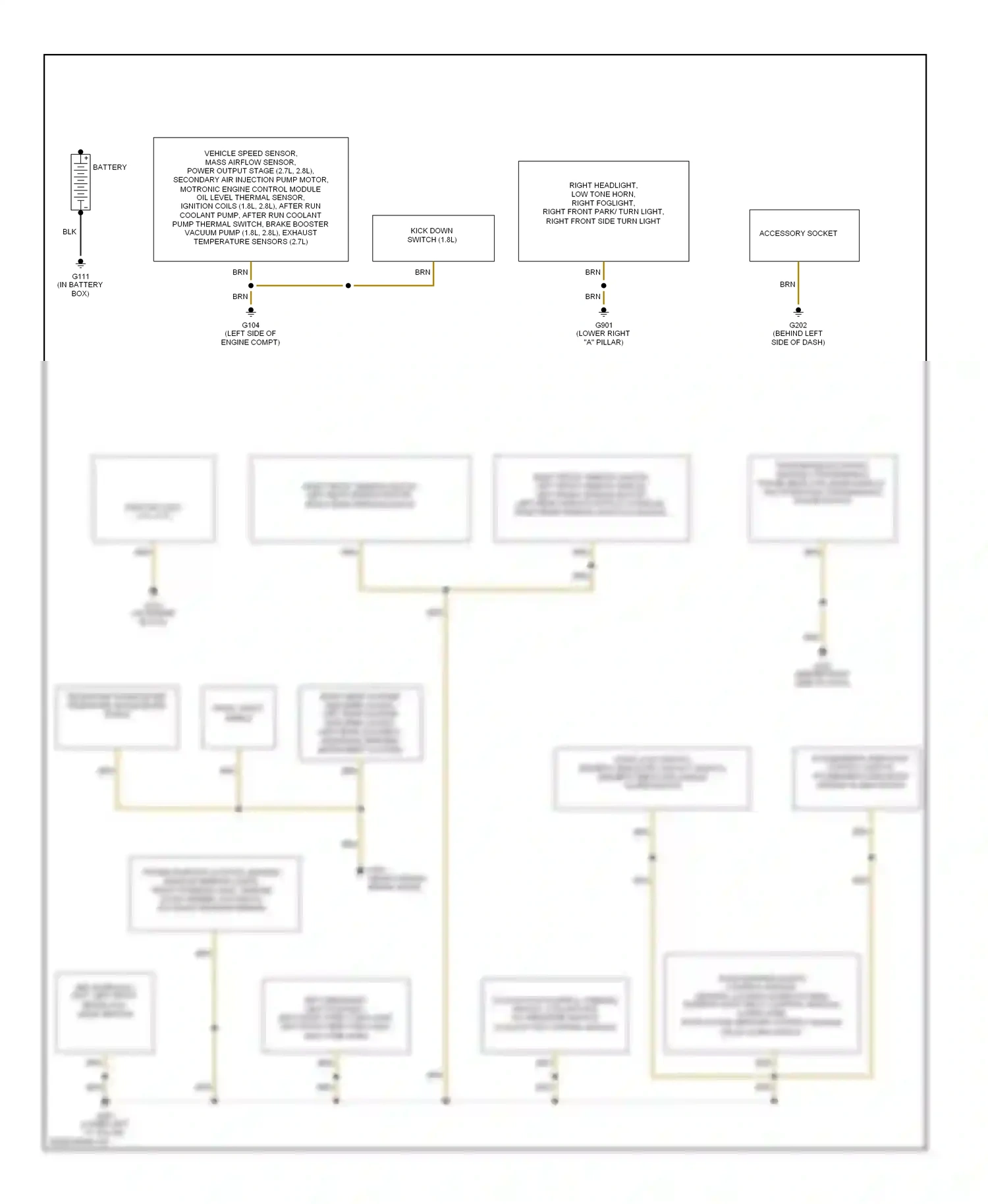 Audi A4 B5 facelift (1999-2001) (on engine block) wiring diagram  (1 of 1)