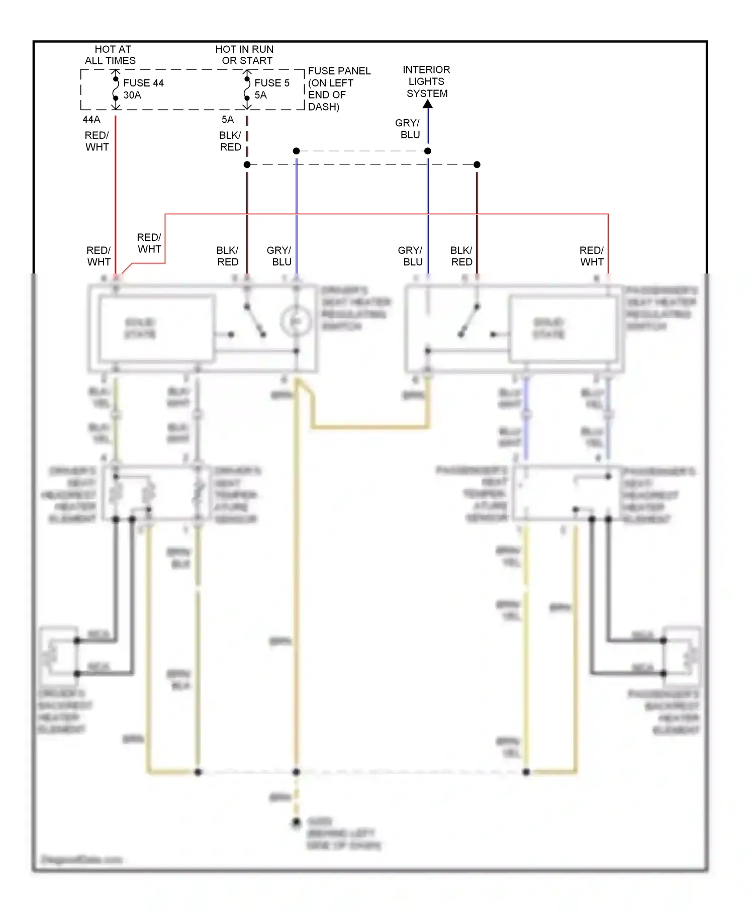 Wiring diagram passenger's seat heater regulating switch for Audi A4 B5 facelift (1999-2001) (1 of 2)