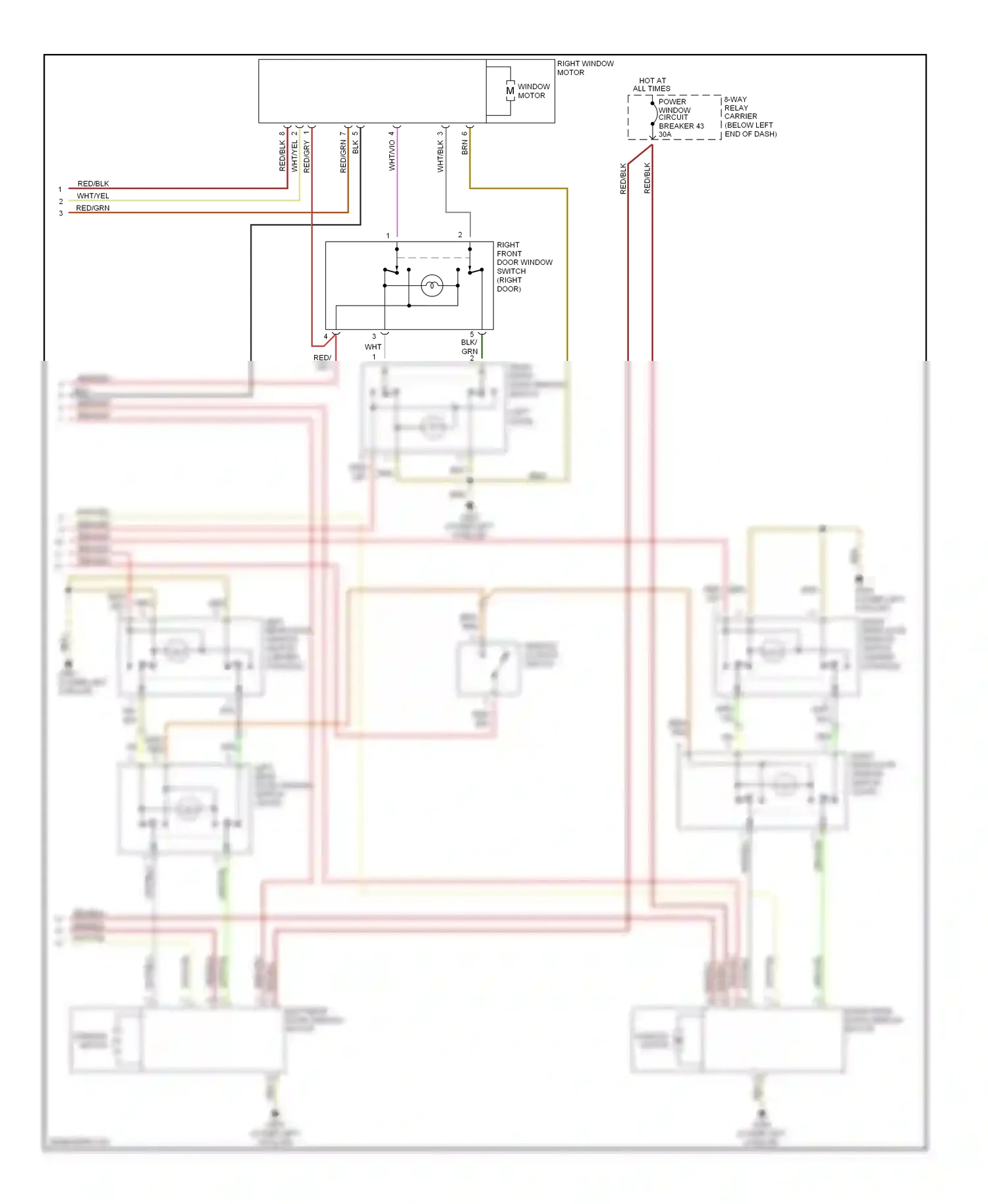 Wiring diagram right front door window switch for Audi A4 B5 facelift (1999-2001) (1 of 1)