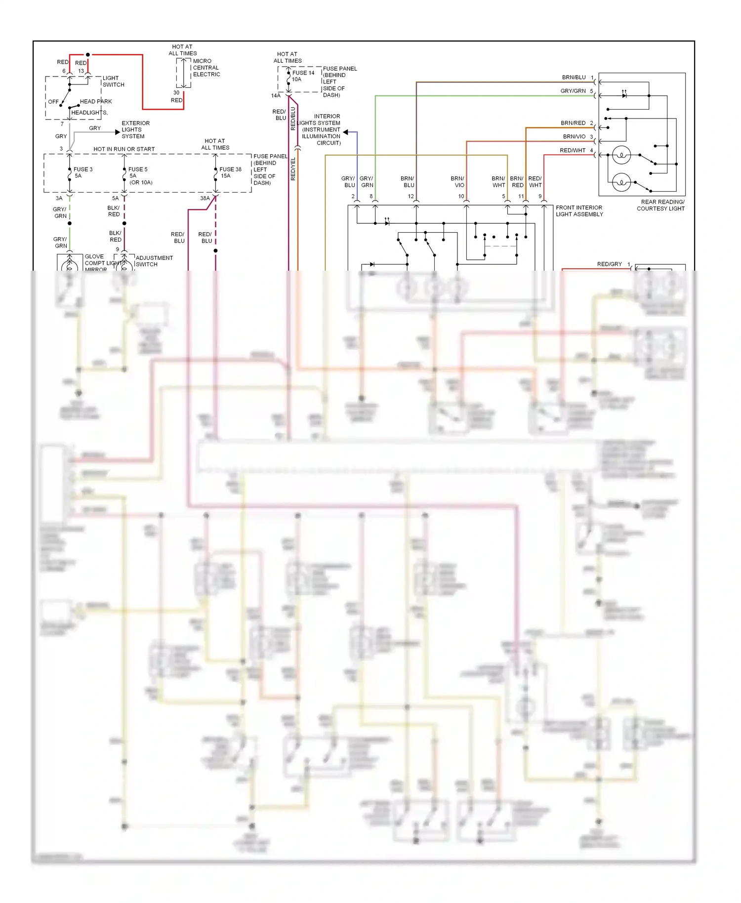 Wiring diagram right make-up mirror switch for Audi A4 B5 facelift (1999-2001) (1 of 1)
