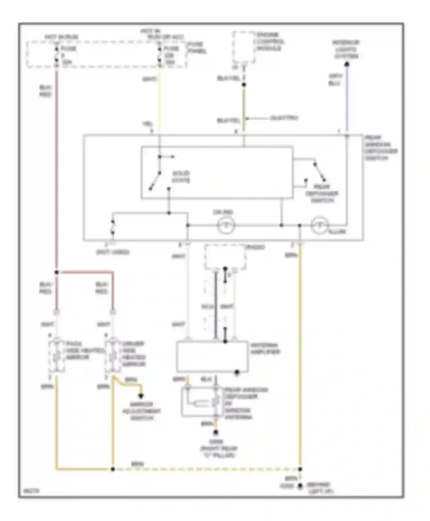 A4 Audi B5 (1994-1999): Defoggers circuit, with antenna amplifier