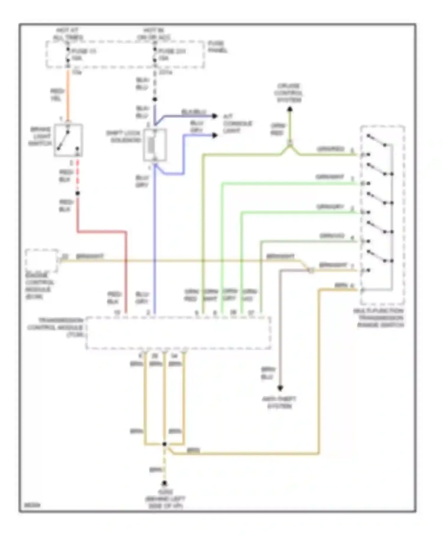 A4 Audi B5 (1994-1999): Shift interlock circuit