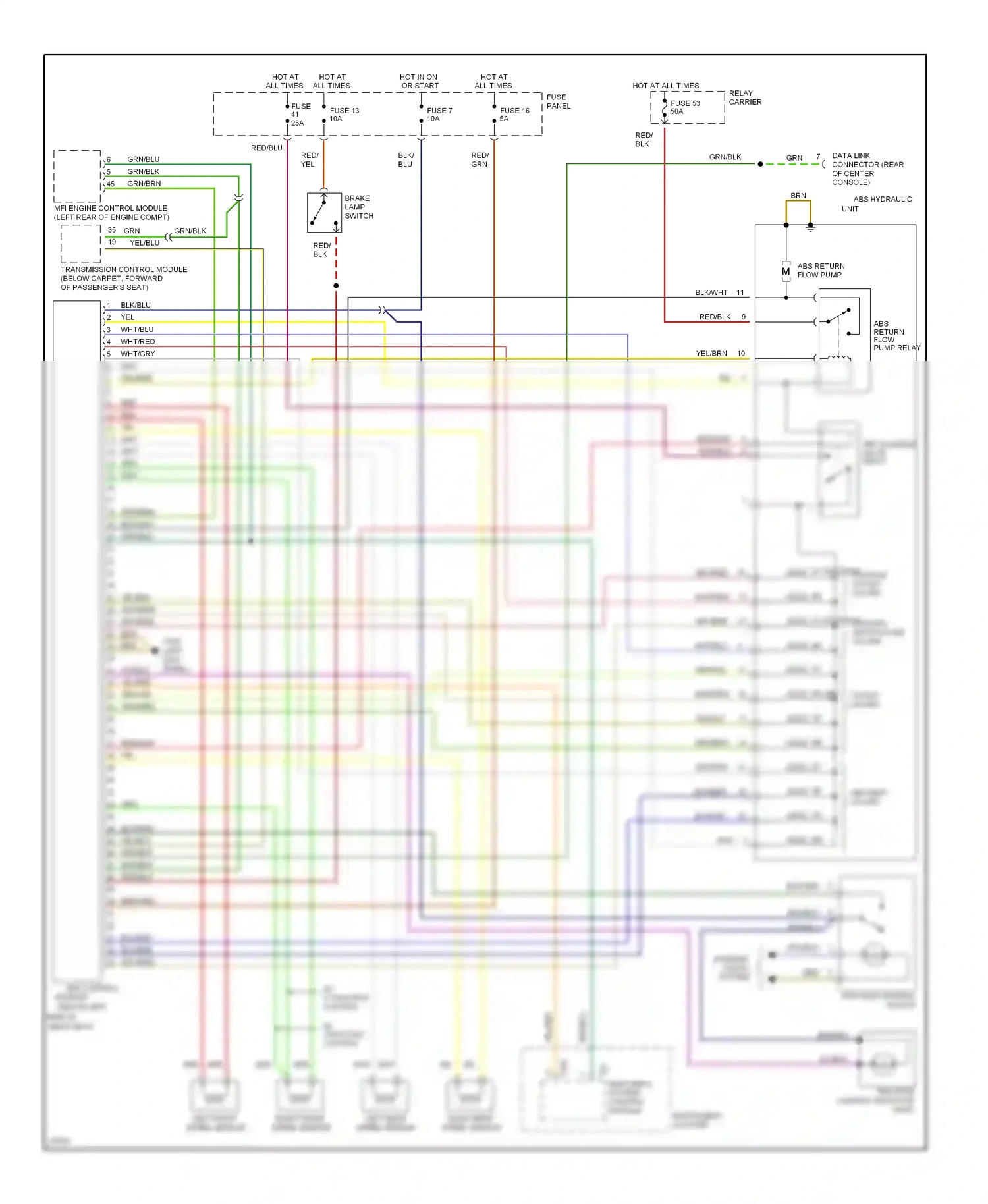 Audi A4 B5 (1994-1999) abs hydraulic unit wiring diagram  (1 of 4)