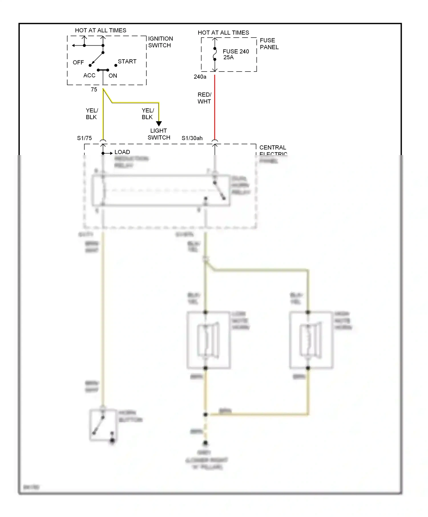 Audi A4 B5 (1994-1999) central electric panel wiring diagram  (4 of 12)