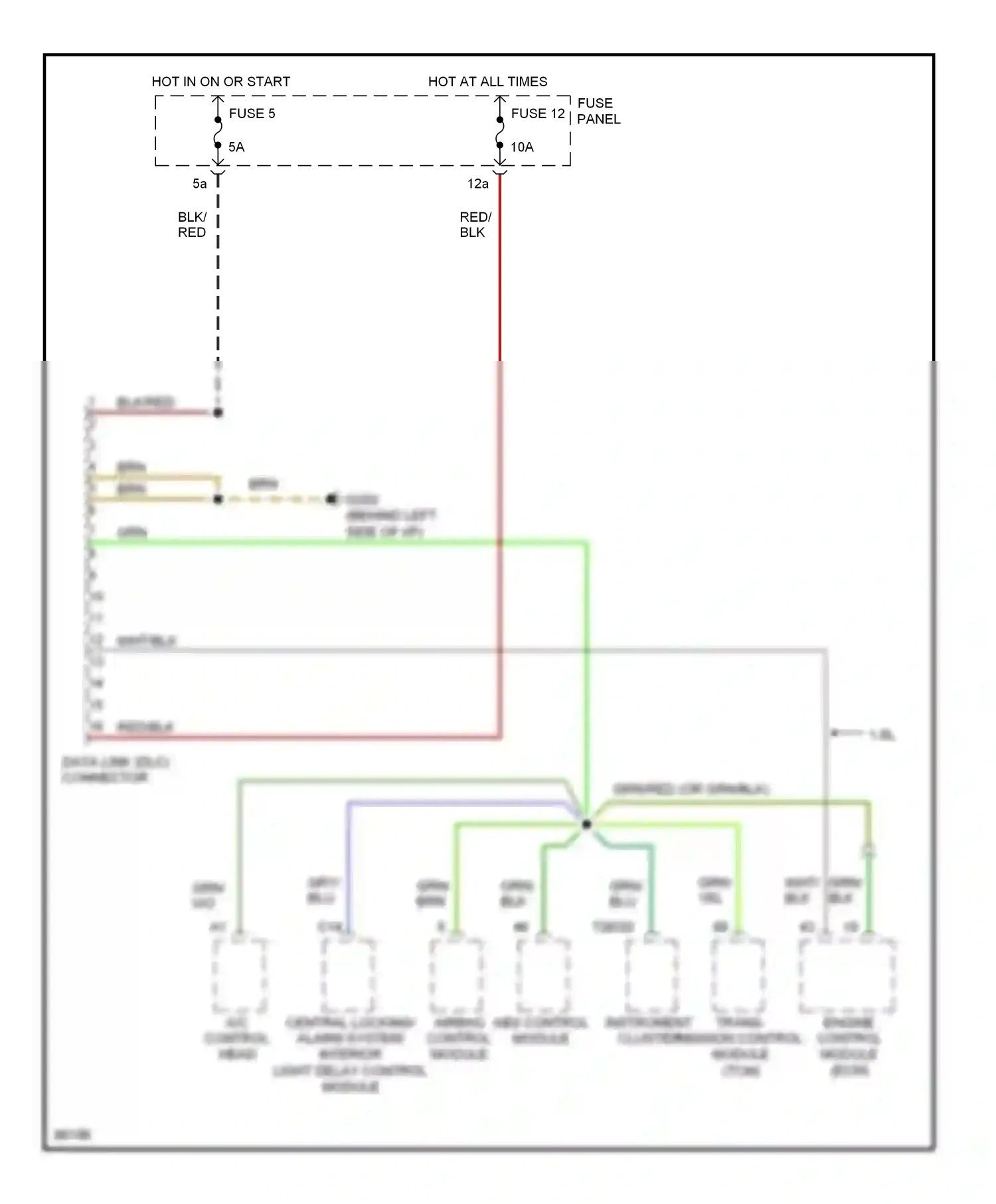 Audi A4 B5 (1994-1999) central locking/ alarm system/ interior light delay control module wiring diagram  (1 of 6)