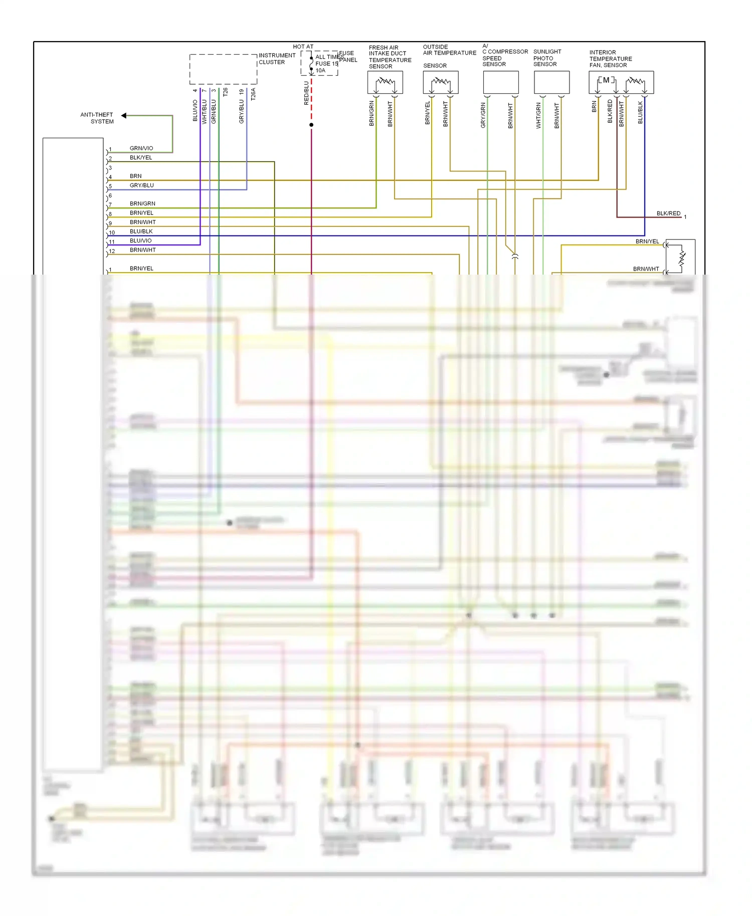 Audi A4 B5 (1994-1999) interior temperature fan, sensor wiring diagram  (1 of 1)