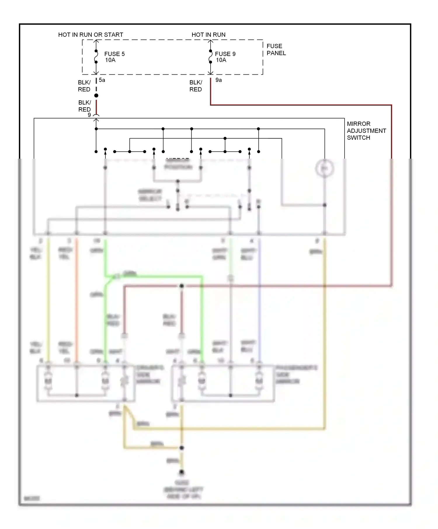 Audi A4 B5 (1994-1999) mirror position wiring diagram  (1 of 1)