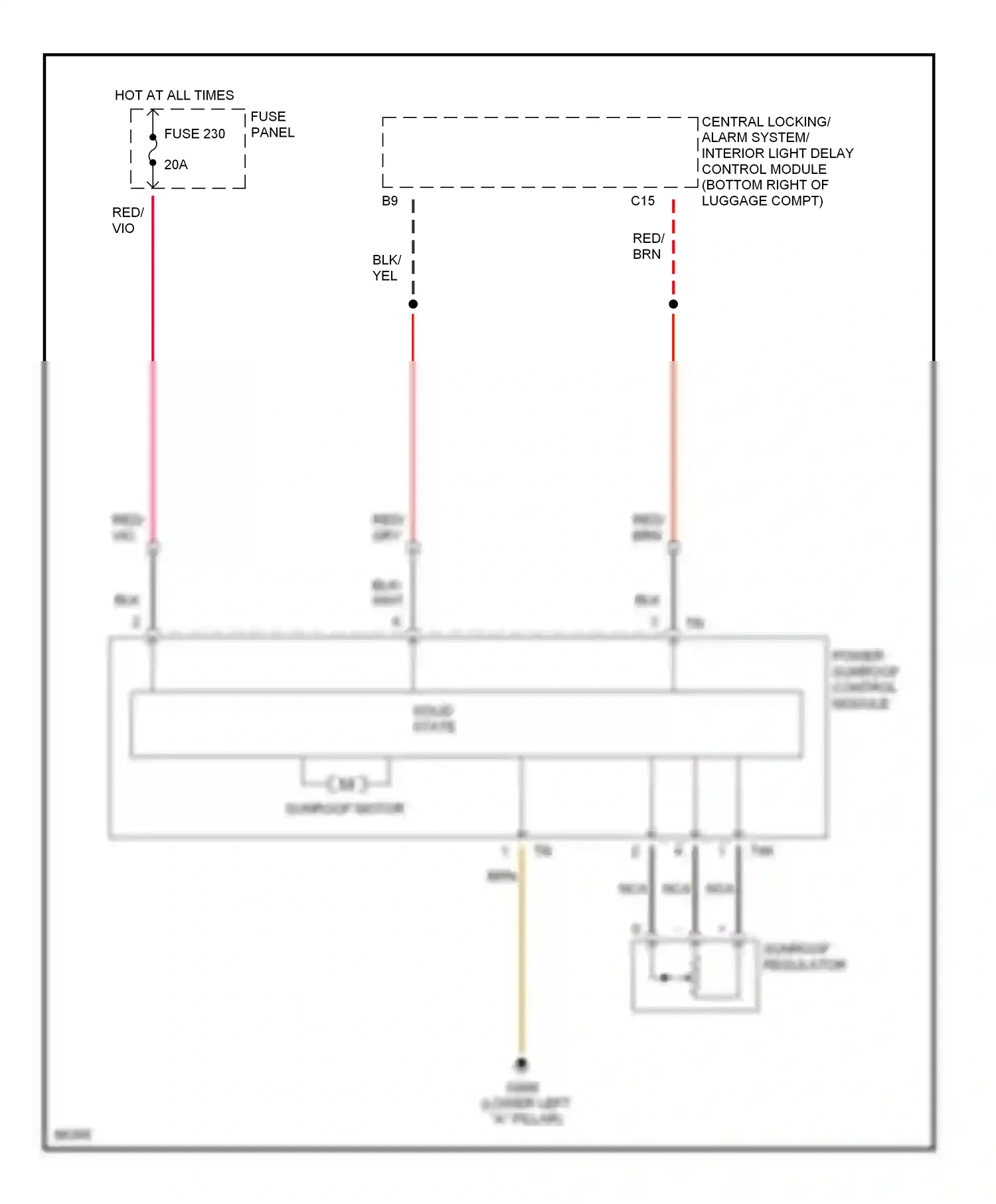 Audi A4 B5 (1994-1999) power sunroof control module wiring diagram  (3 of 3)