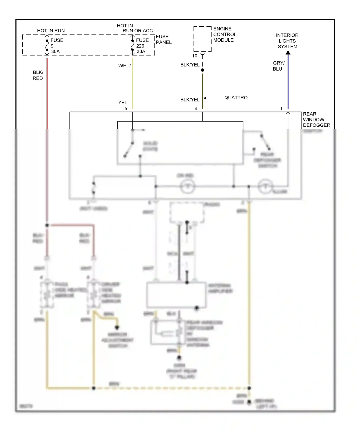 Audi A4 B5 (1994-1999) rear defogger switch wiring diagram  (1 of 2)