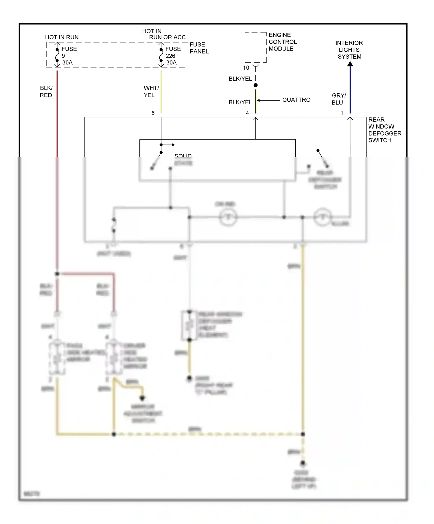 Audi A4 B5 (1994-1999) rear window defogger switch wiring diagram  (2 of 3)
