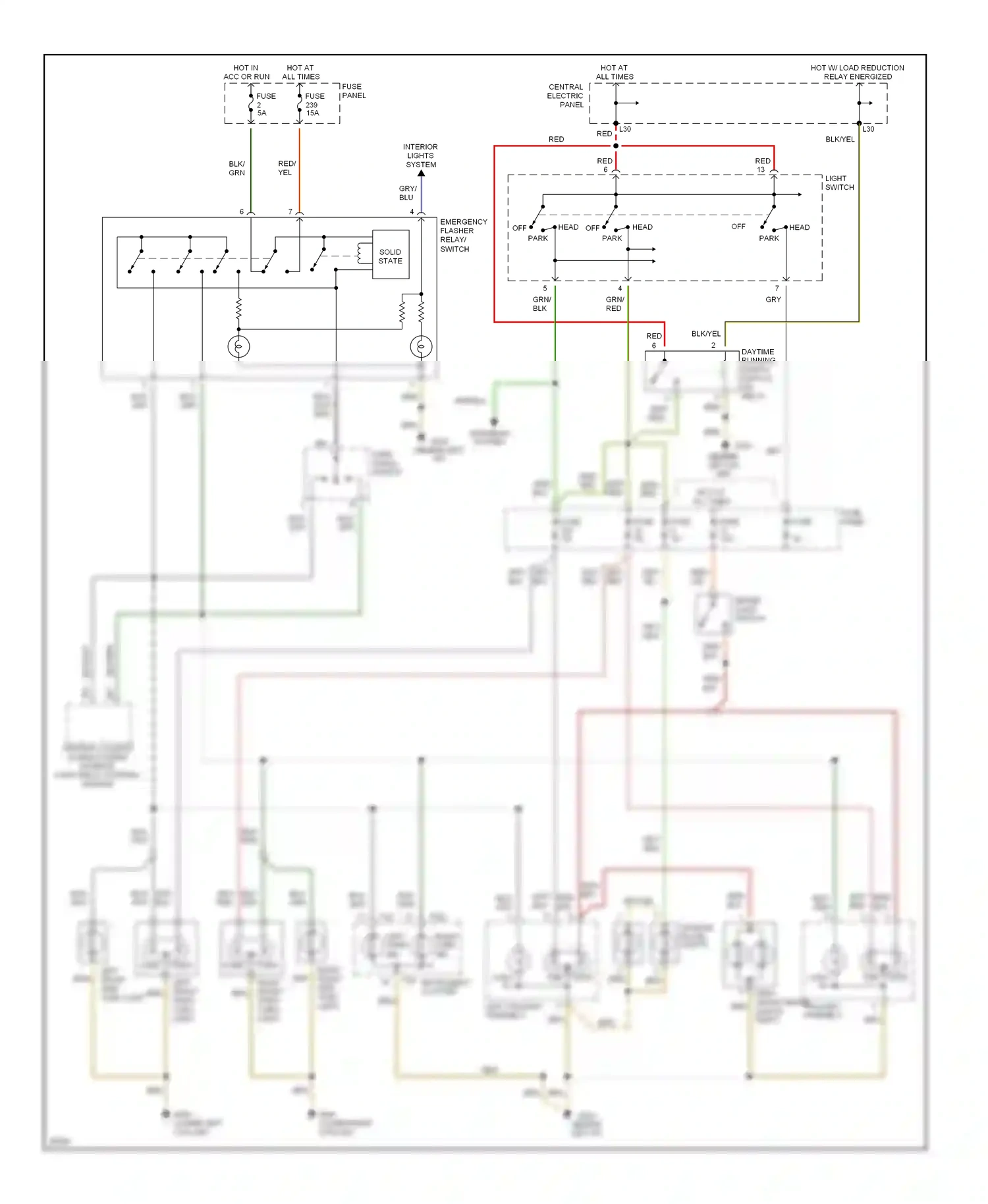 Audi A4 B5 (1994-1999) right front park/ turn light wiring diagram  (1 of 2)