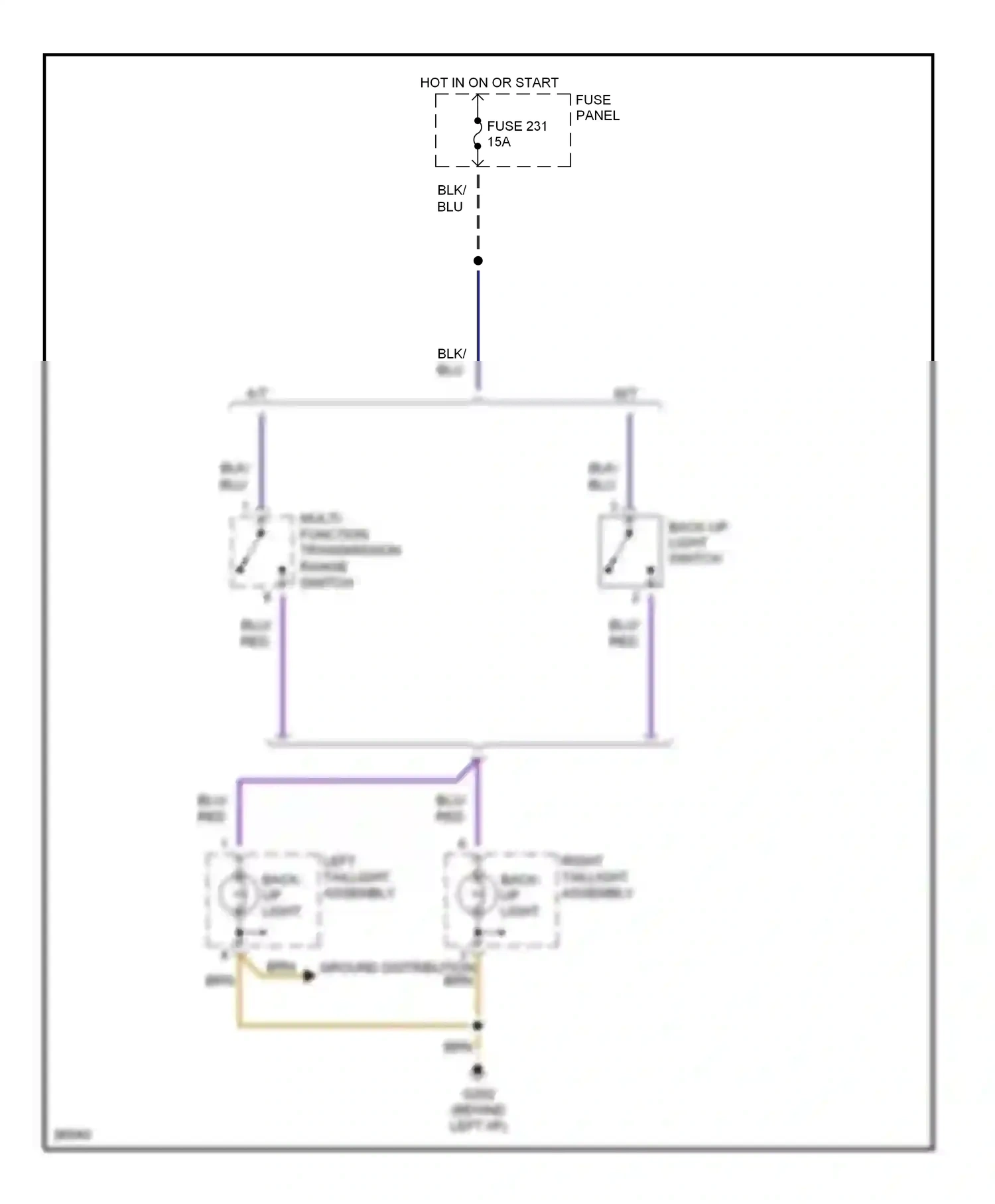 Audi A4 B5 (1994-1999) right taillight assembly back- up light wiring diagram  (1 of 1)