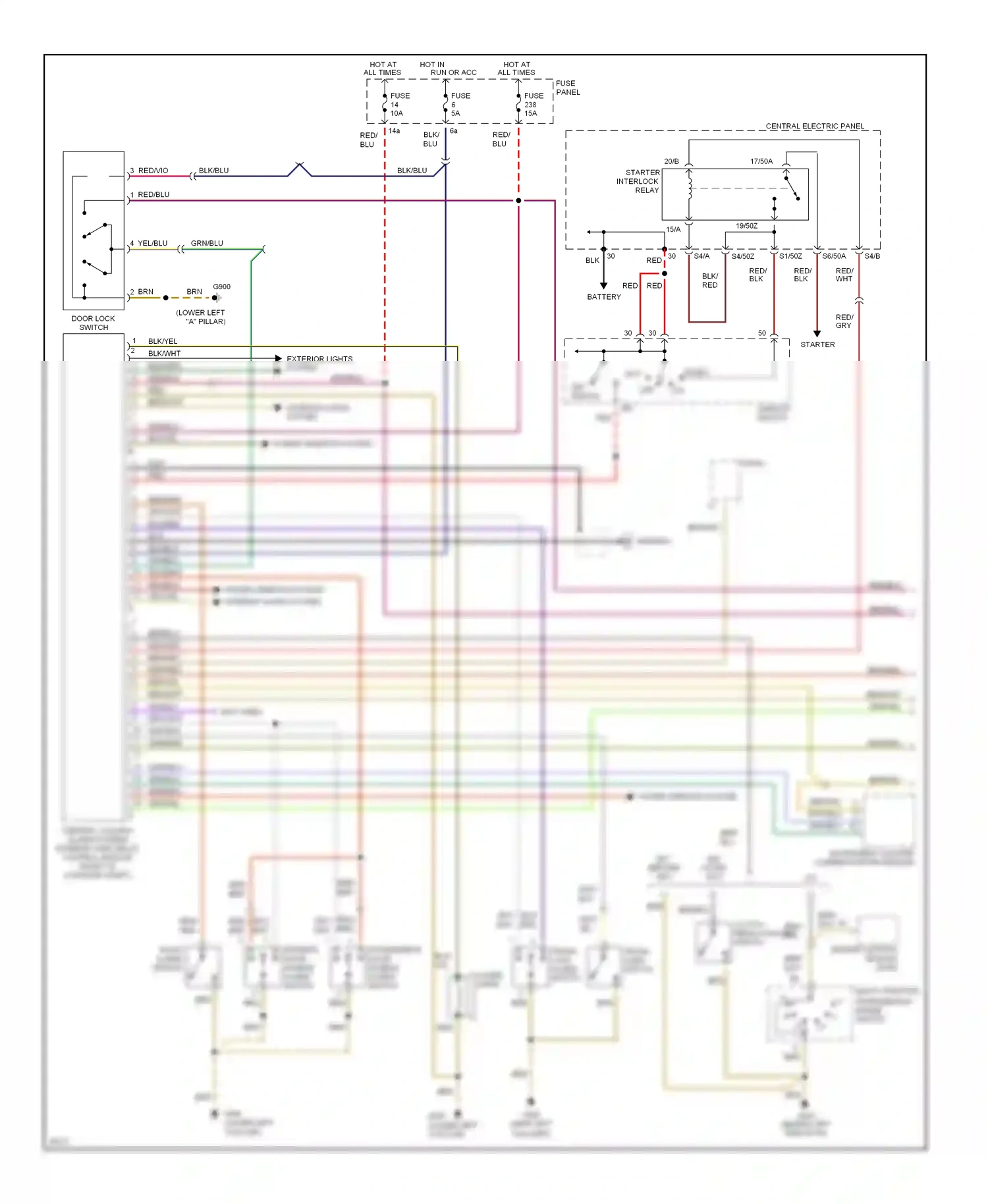 Audi A4 B5 (1994-1999) trunk lock alarm switch wiring diagram  (1 of 1)
