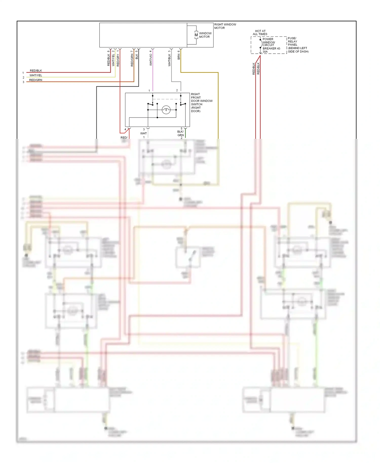 Audi A4 B5 (1994-1999) window motor wiring diagram  (2 of 2)