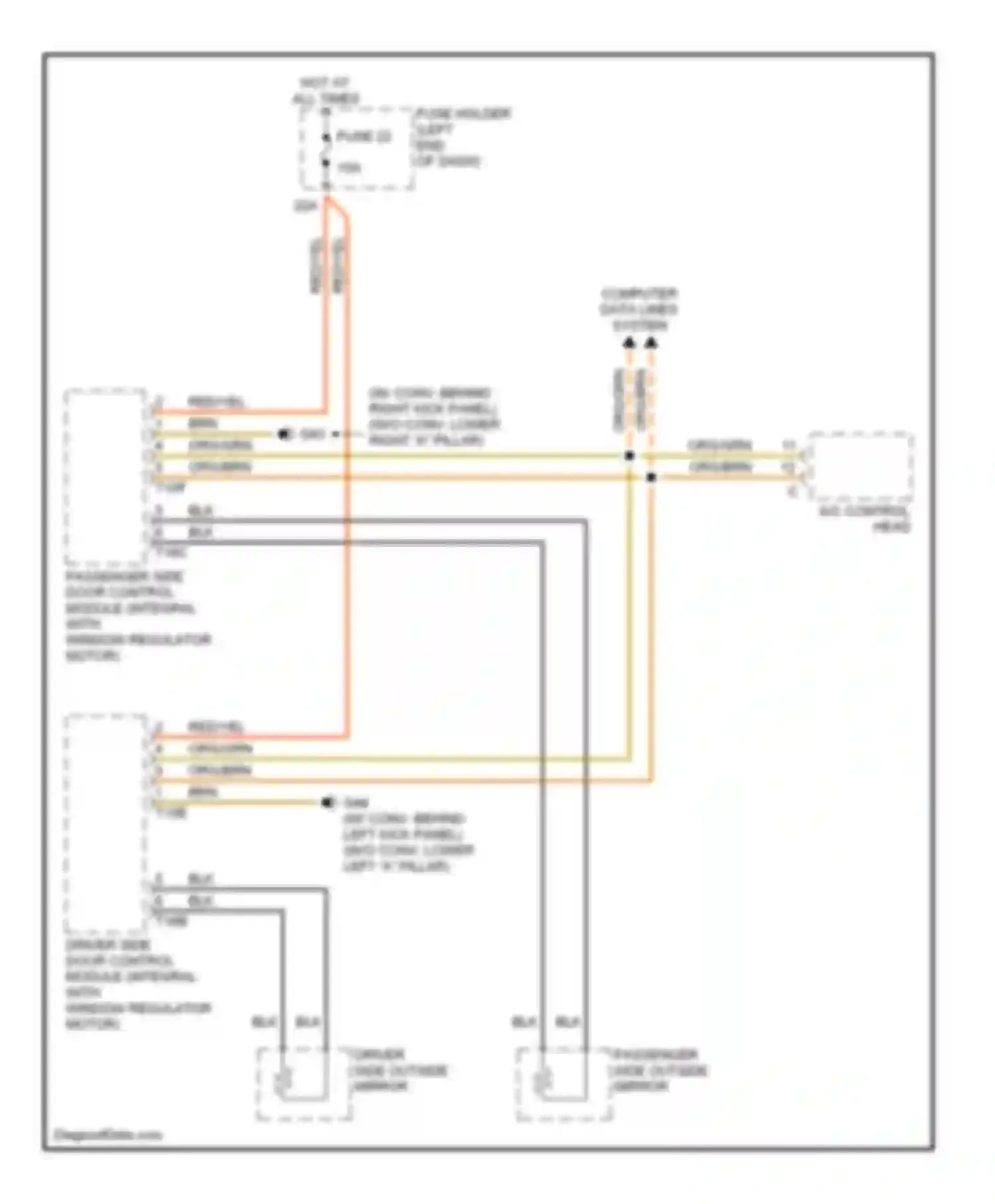 A4 Audi B6 (2000-2006): Heated mirrors circuit