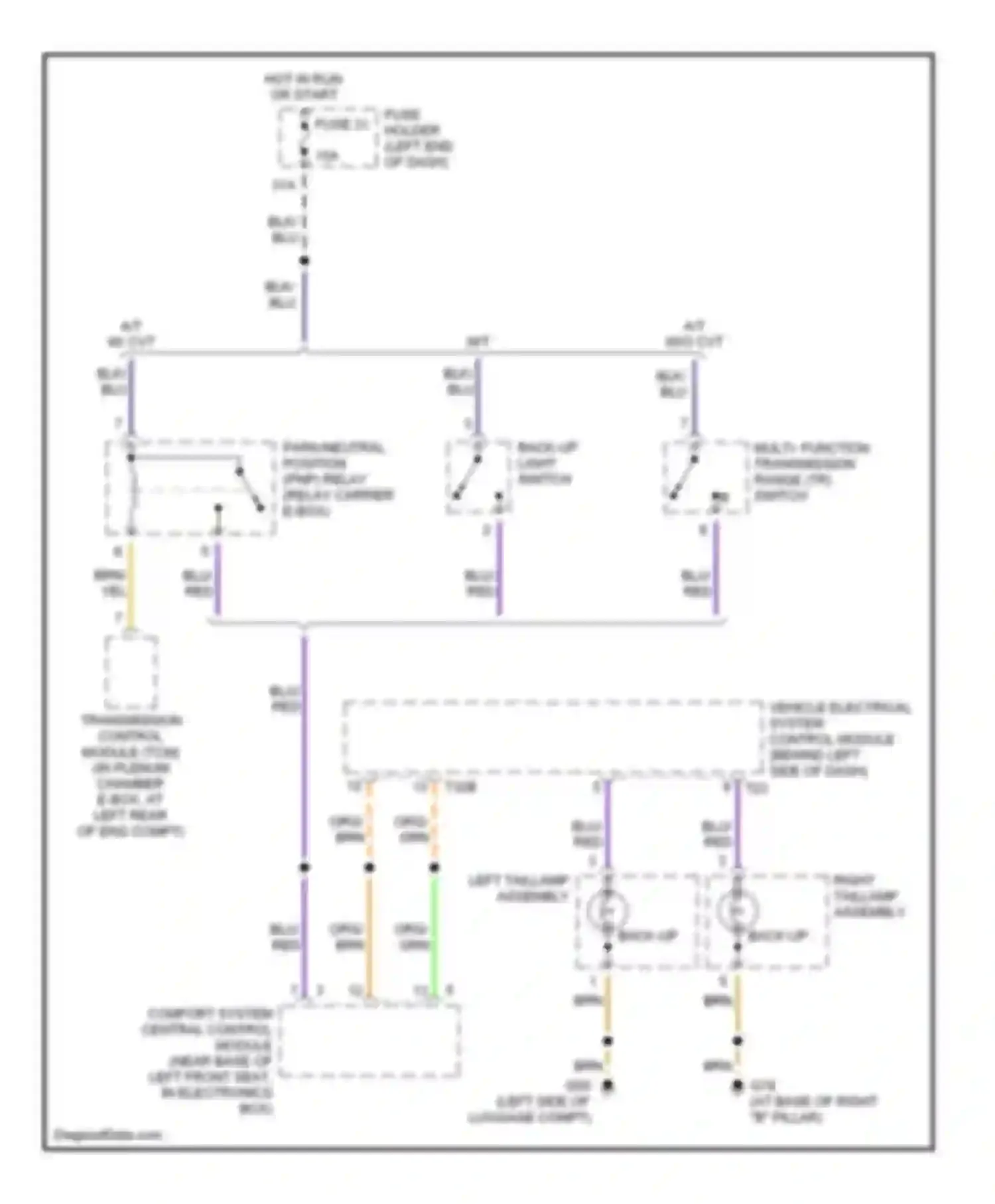 A4 Audi B6 (2000-2006): Backup lamps circuit, without convertible, sedan
