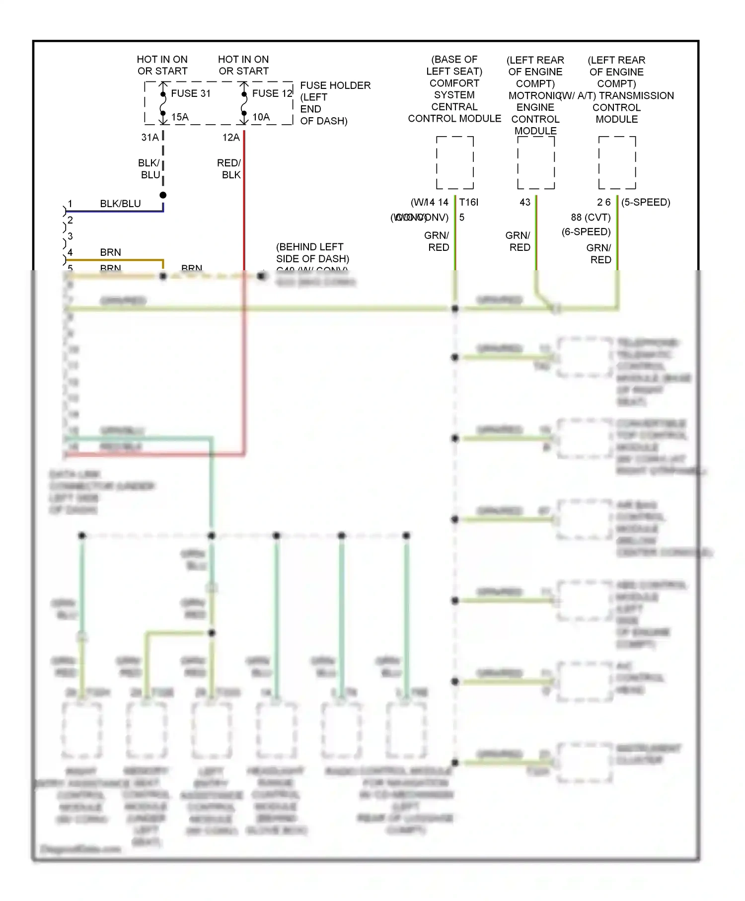 Audi A4 B6 (2000-2006) abs control module (left side of engine compt) wiring diagram  (1 of 3)