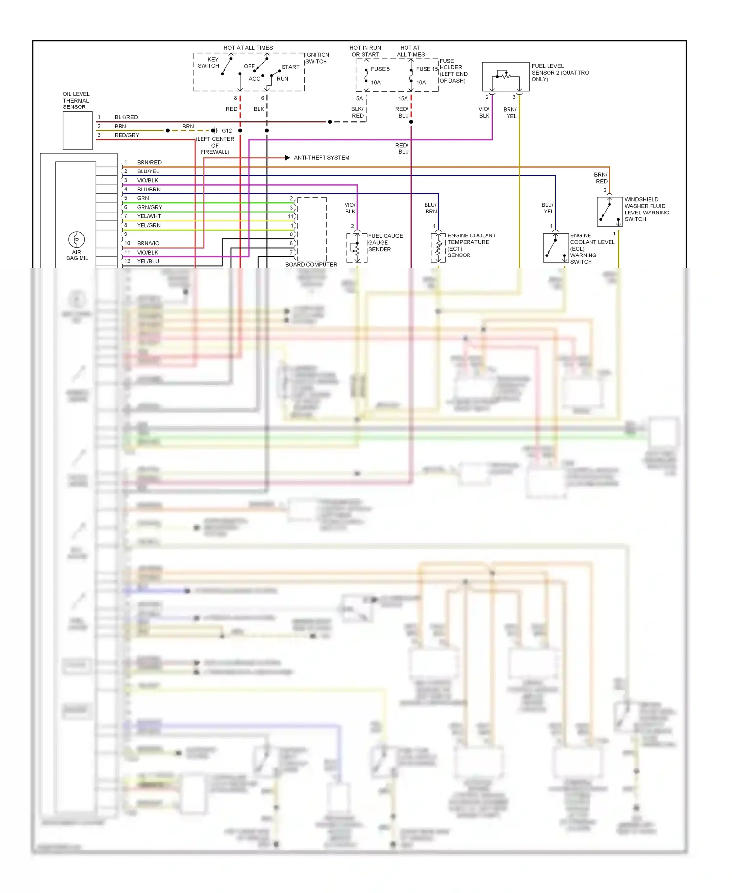Audi A4 B6 (2000-2006) ambient temperature switch (behind lower left center of front bumper) wiring diagram  (1 of 2)
